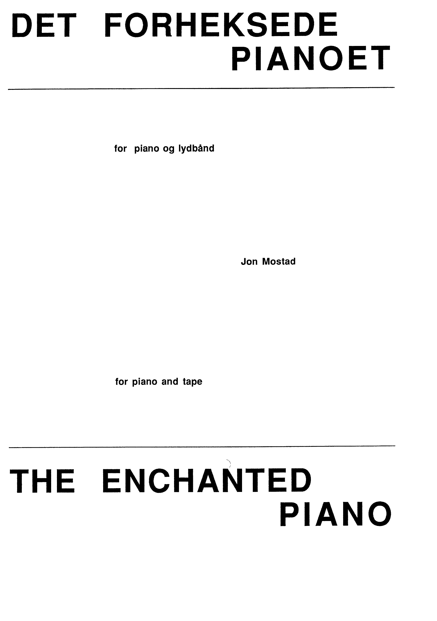 The Enchanted Piano for Piano and Tape