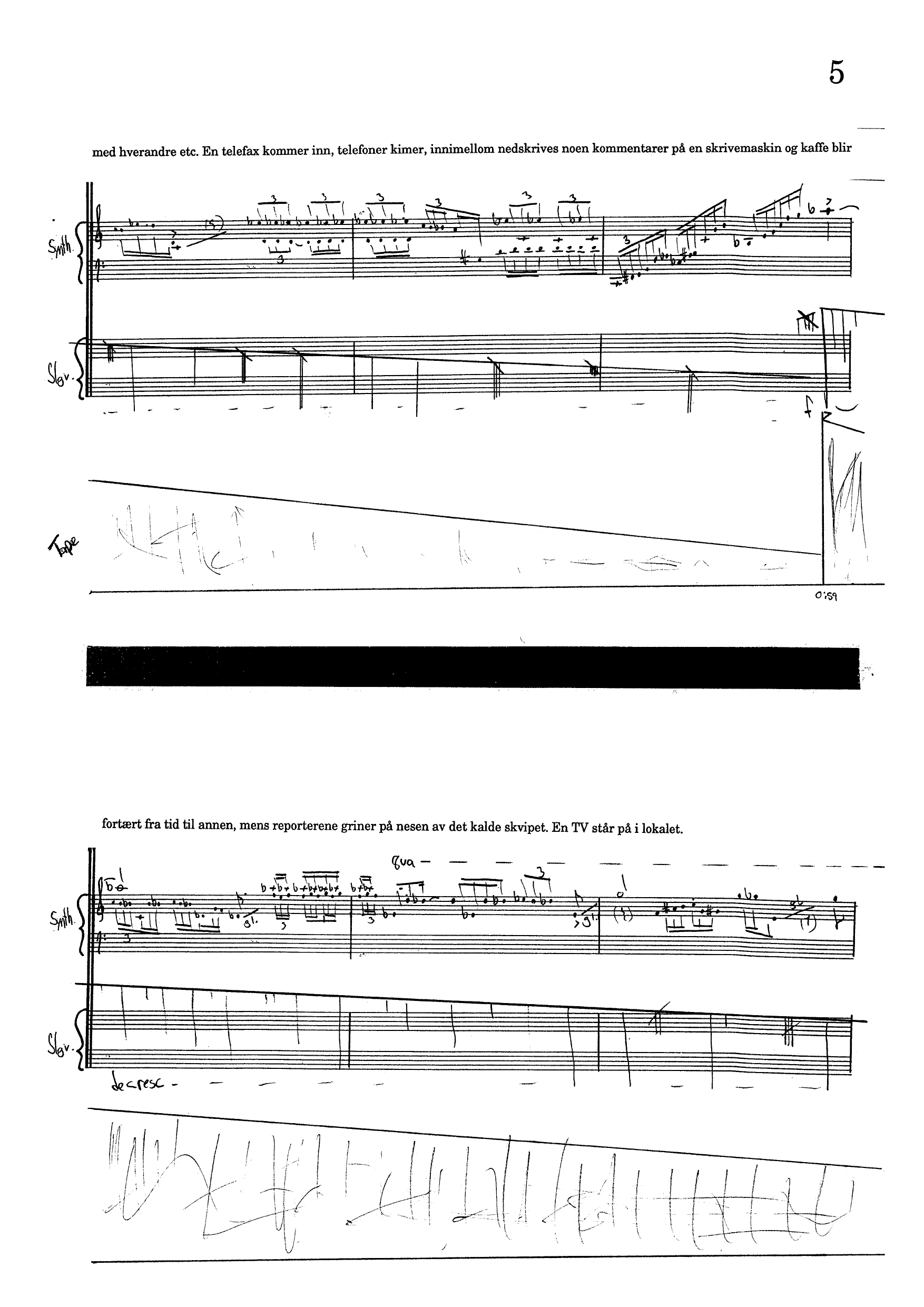 Opera fl. av opus - Konsertdrama i 8 opus for 2 mannlige skuespillere, 3 kvinnelige sangere, 1 violin, 1 keyboard, 1 sl.verk/percussion, 1 tekniker og tapes - Bilde 5