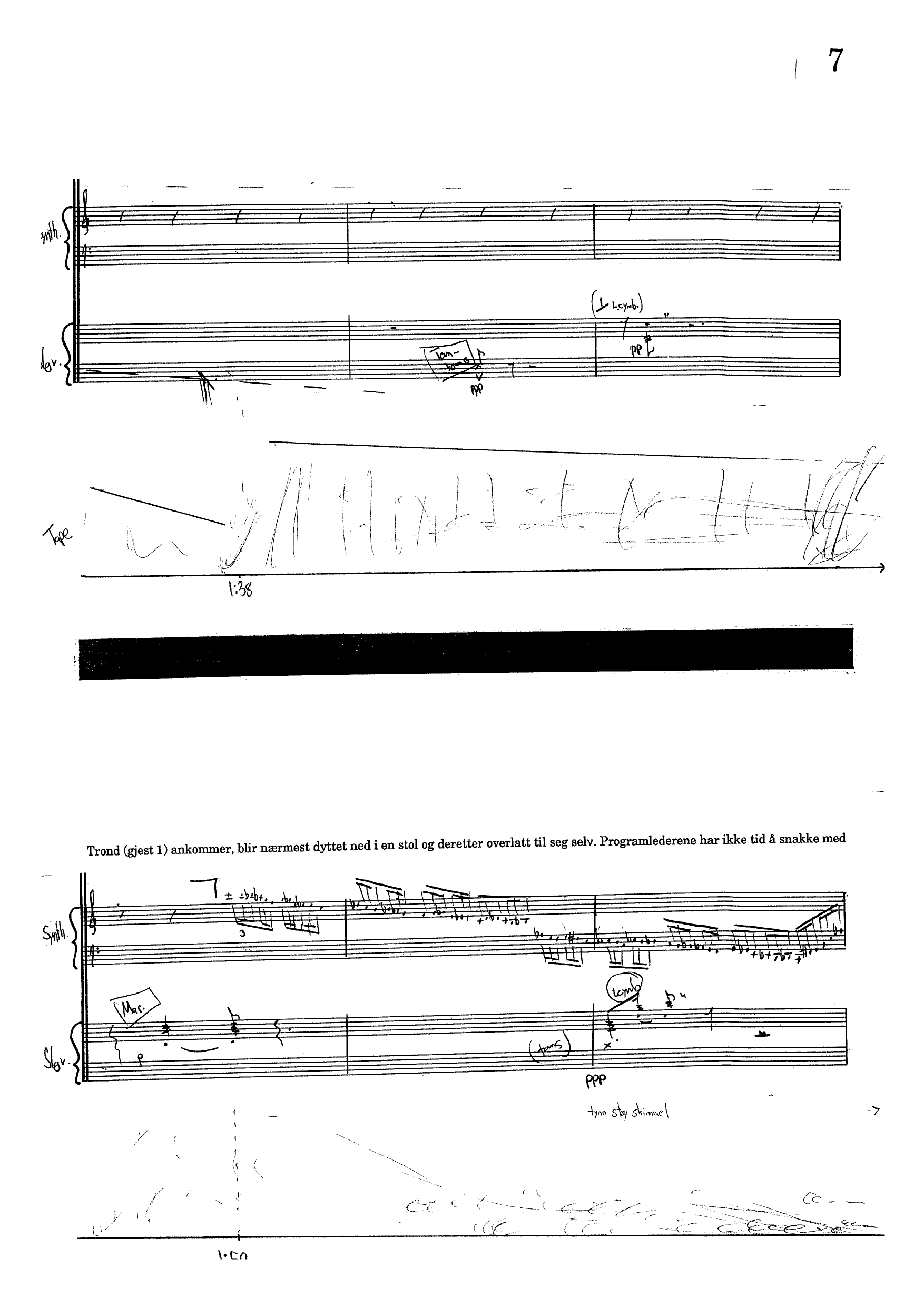 Opera fl. av opus - Konsertdrama i 8 opus for 2 mannlige skuespillere, 3 kvinnelige sangere, 1 violin, 1 keyboard, 1 sl.verk/percussion, 1 tekniker og tapes - Bilde 7