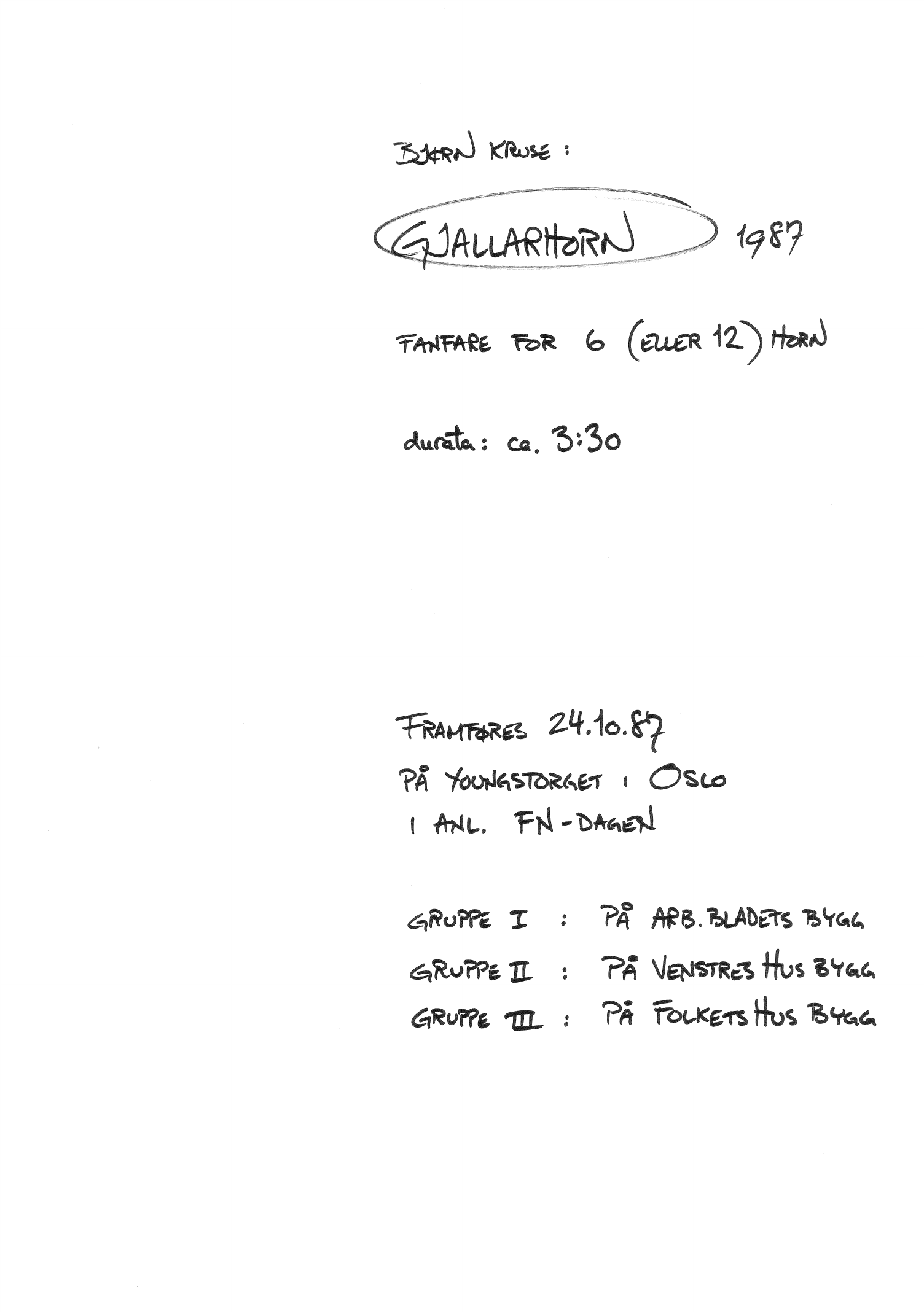 Gjallarhorn - Fanfare for 6 (eller 12) horn