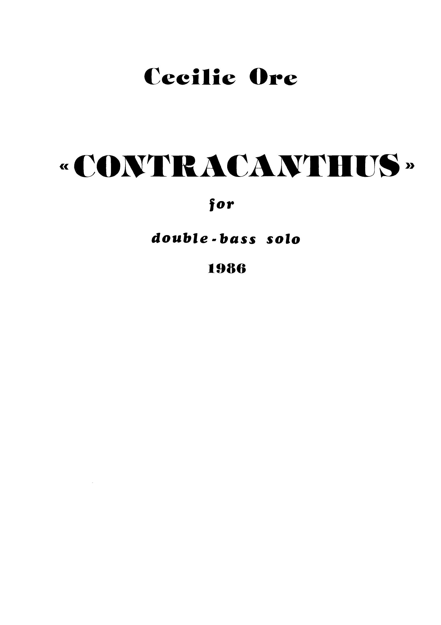 Contracantus for Double-bass Solo