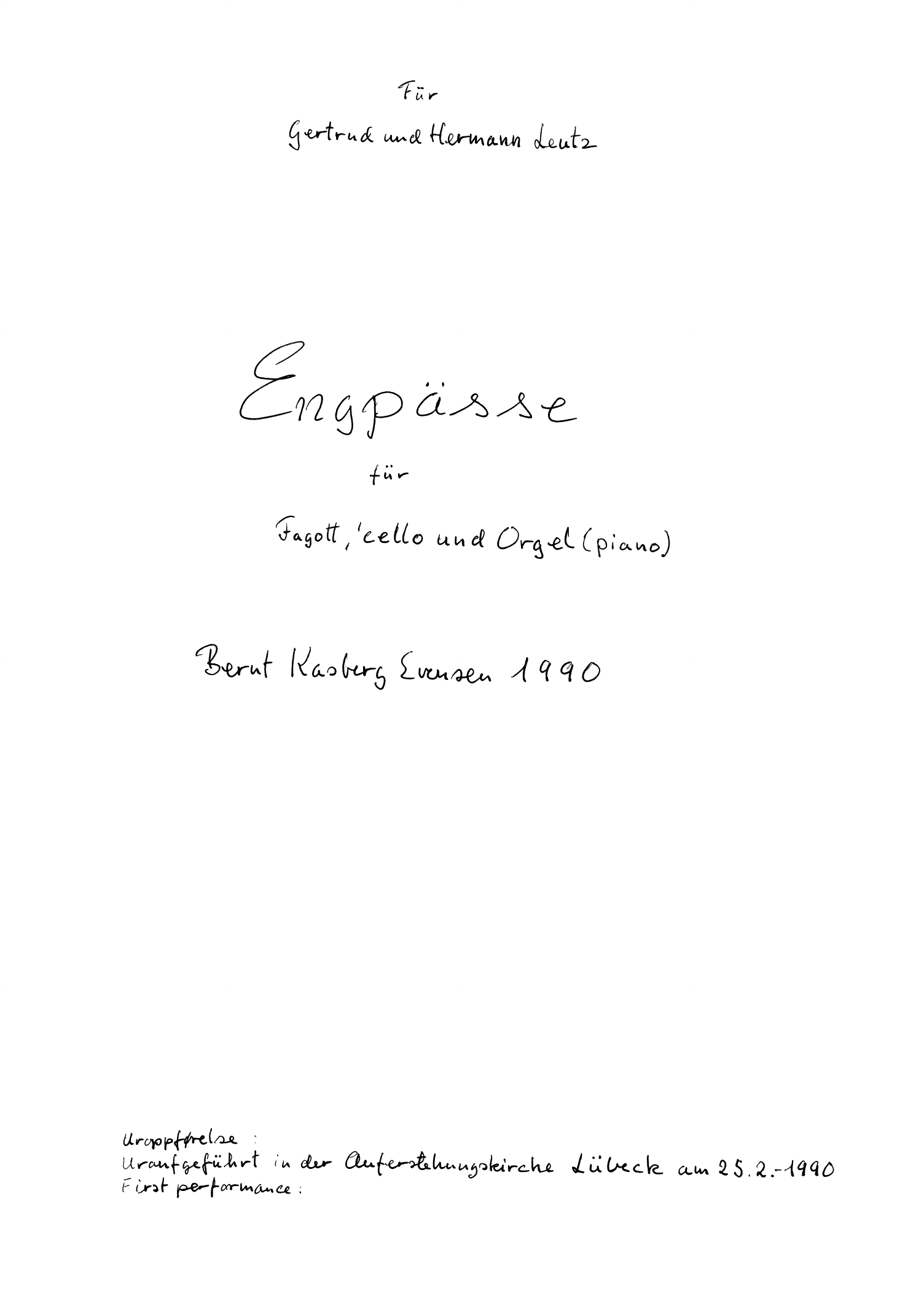 Engpässe für Fagott, 'cello und Orgel (Piano)