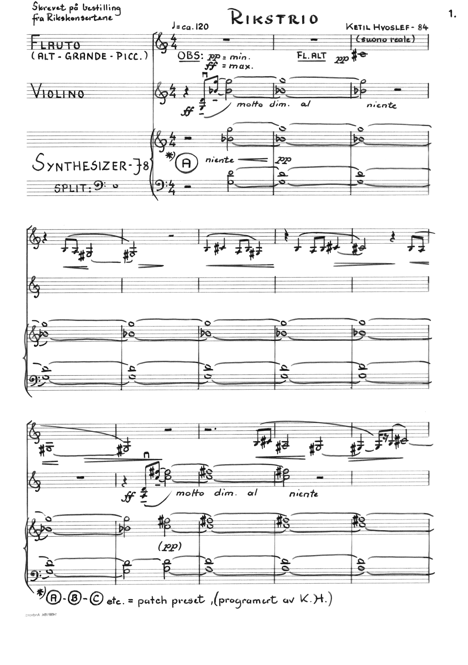 Rikstrio for fløyte, violin og synthesizer