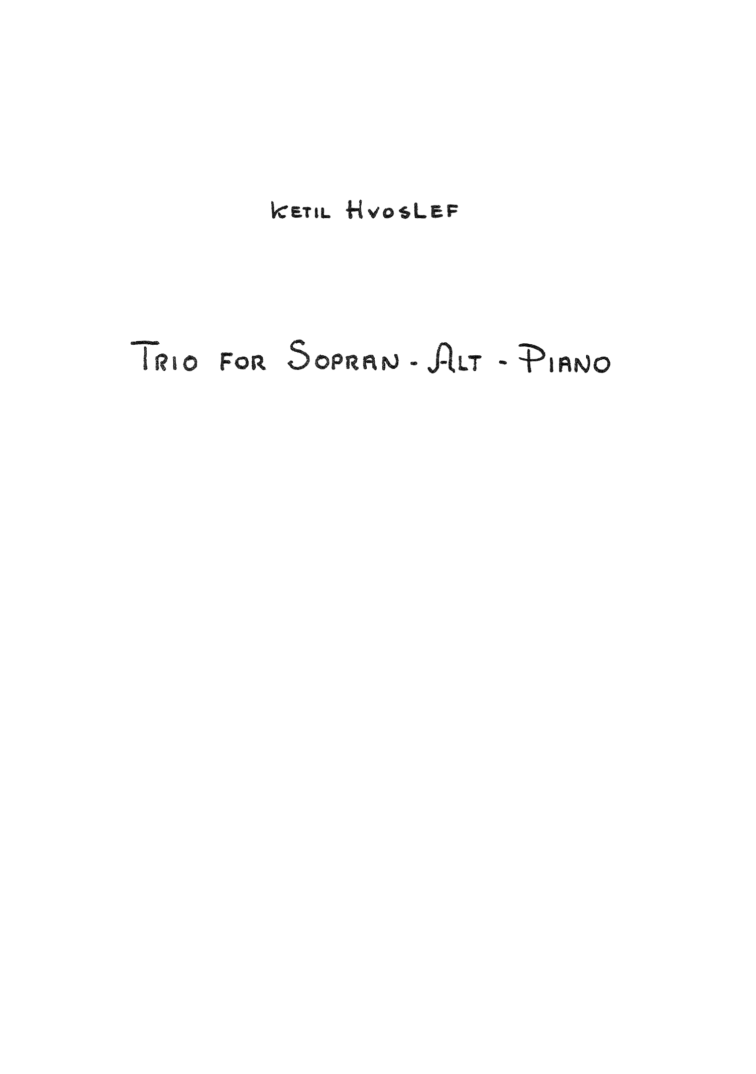 Trio for Soprano, Alto and Piano