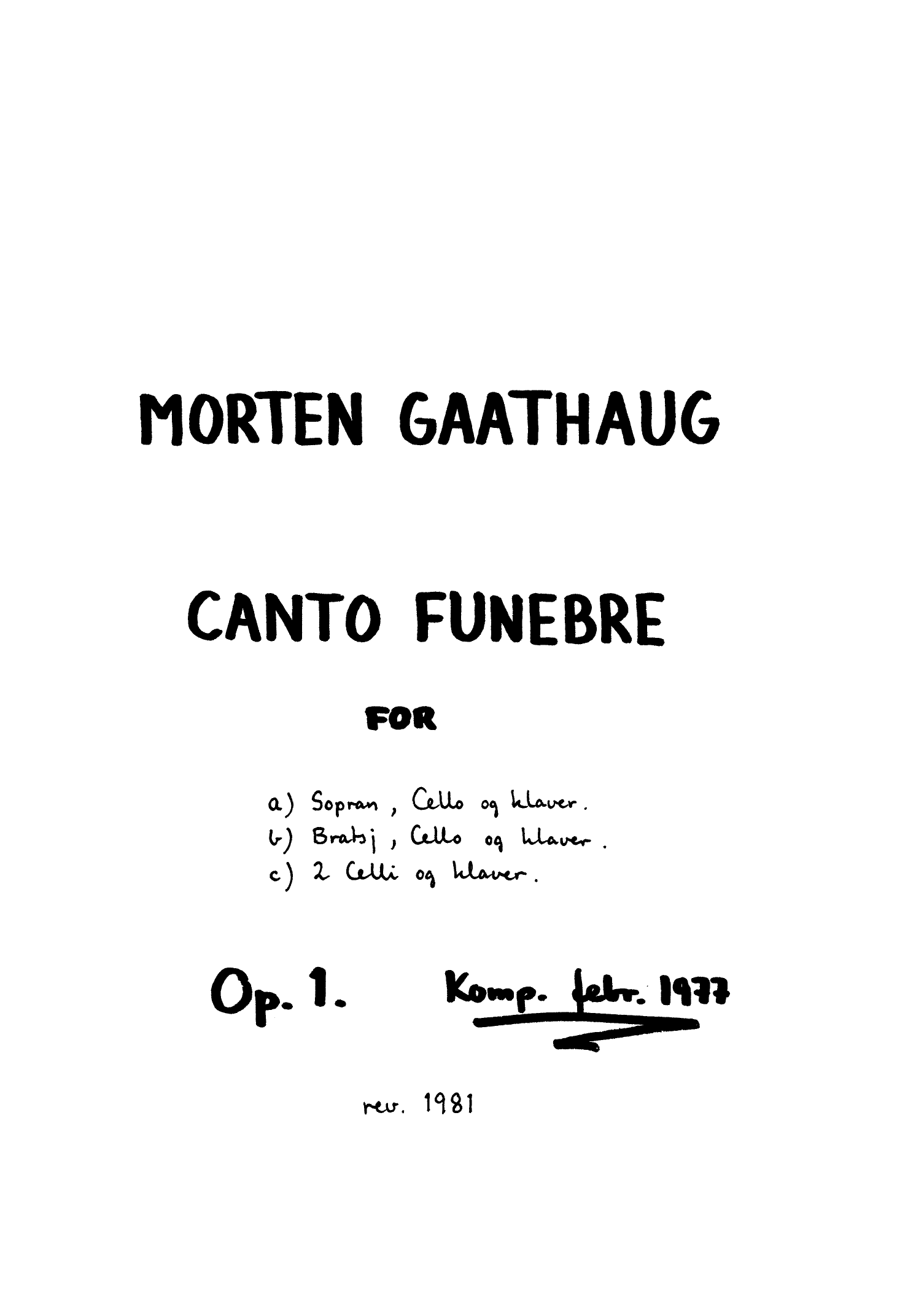 Canto funebre, op. 1
