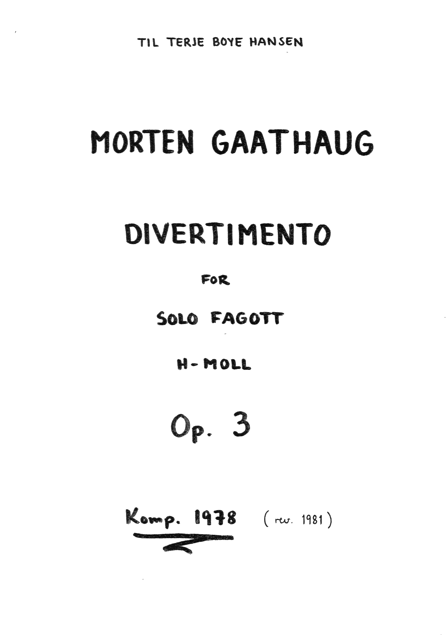 Divertimento for solo fagott, h-moll, op. 3