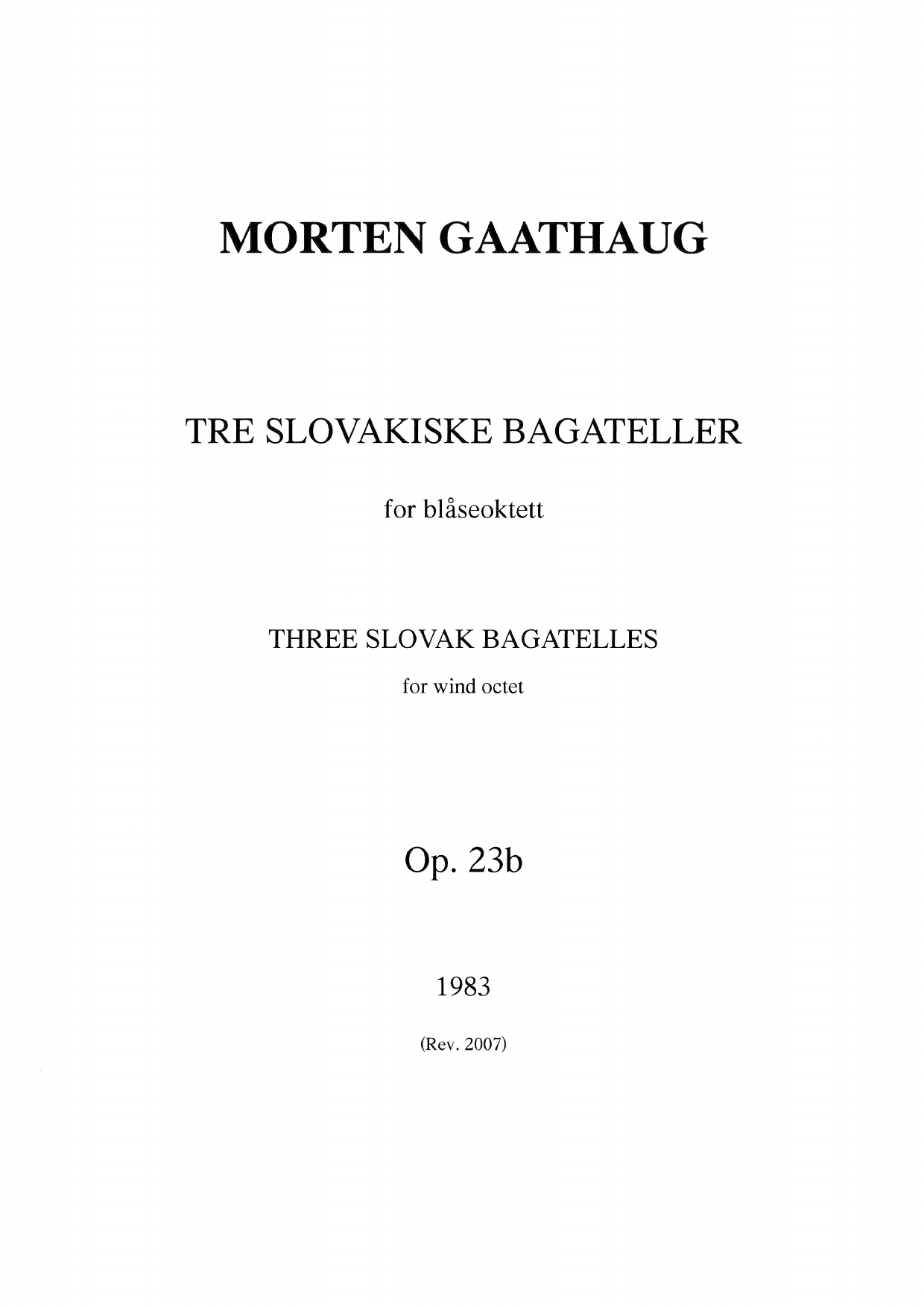 Three Slovak Bagatelles , Op. 23 B
