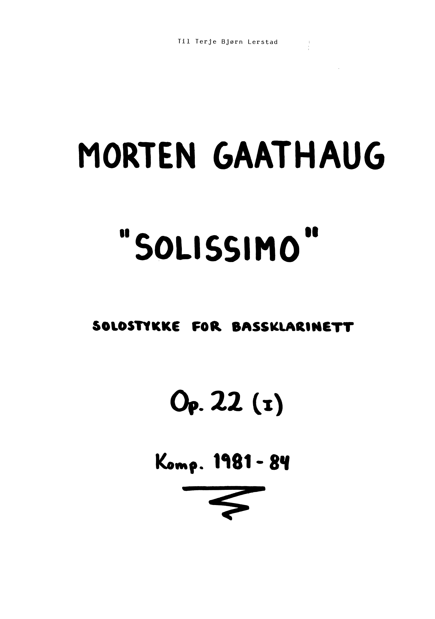 Solissimo - Solostykke for bassklarinett, op. 22 (I)