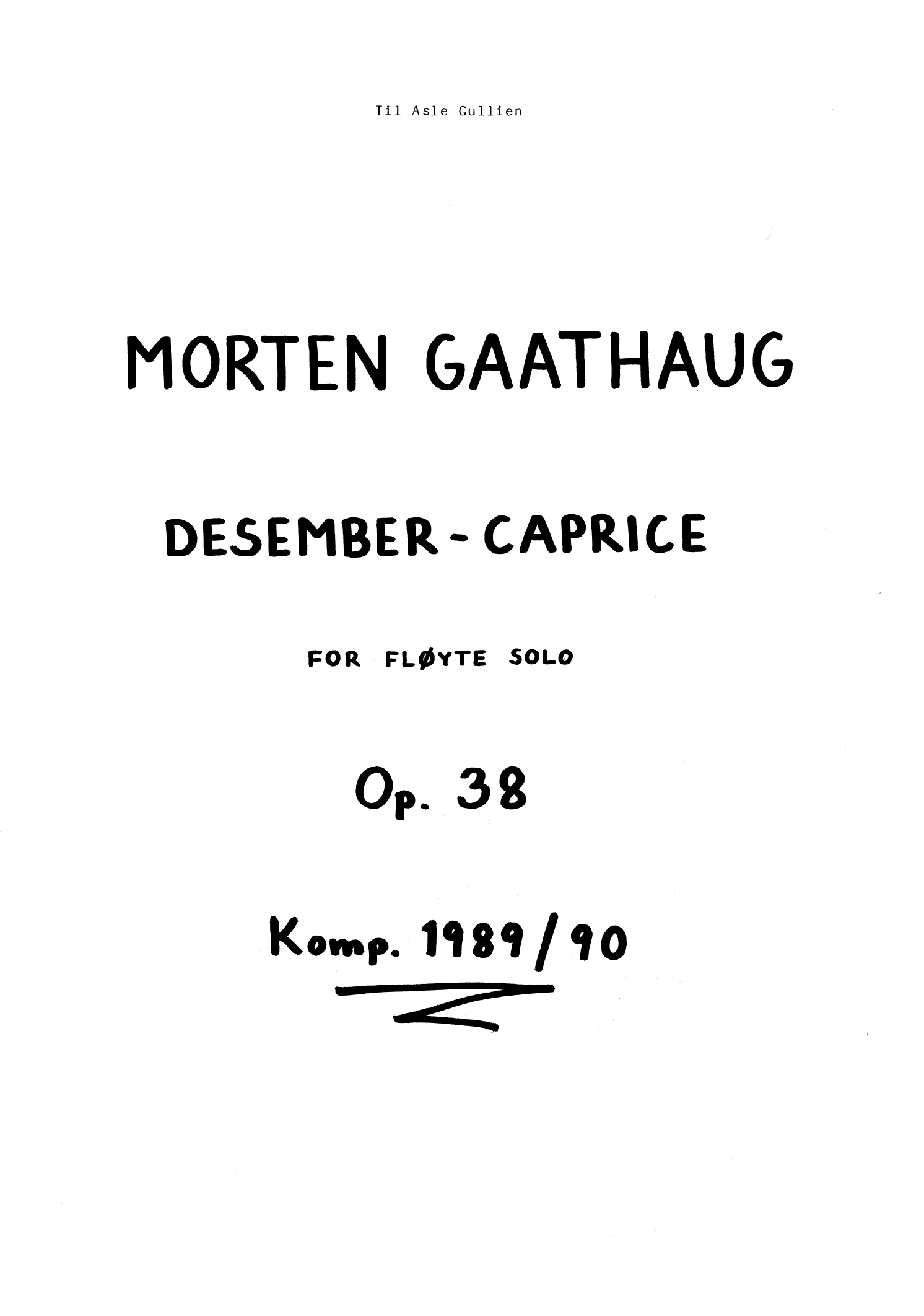 Desember-Caprice - For fløyte solo, op. 38