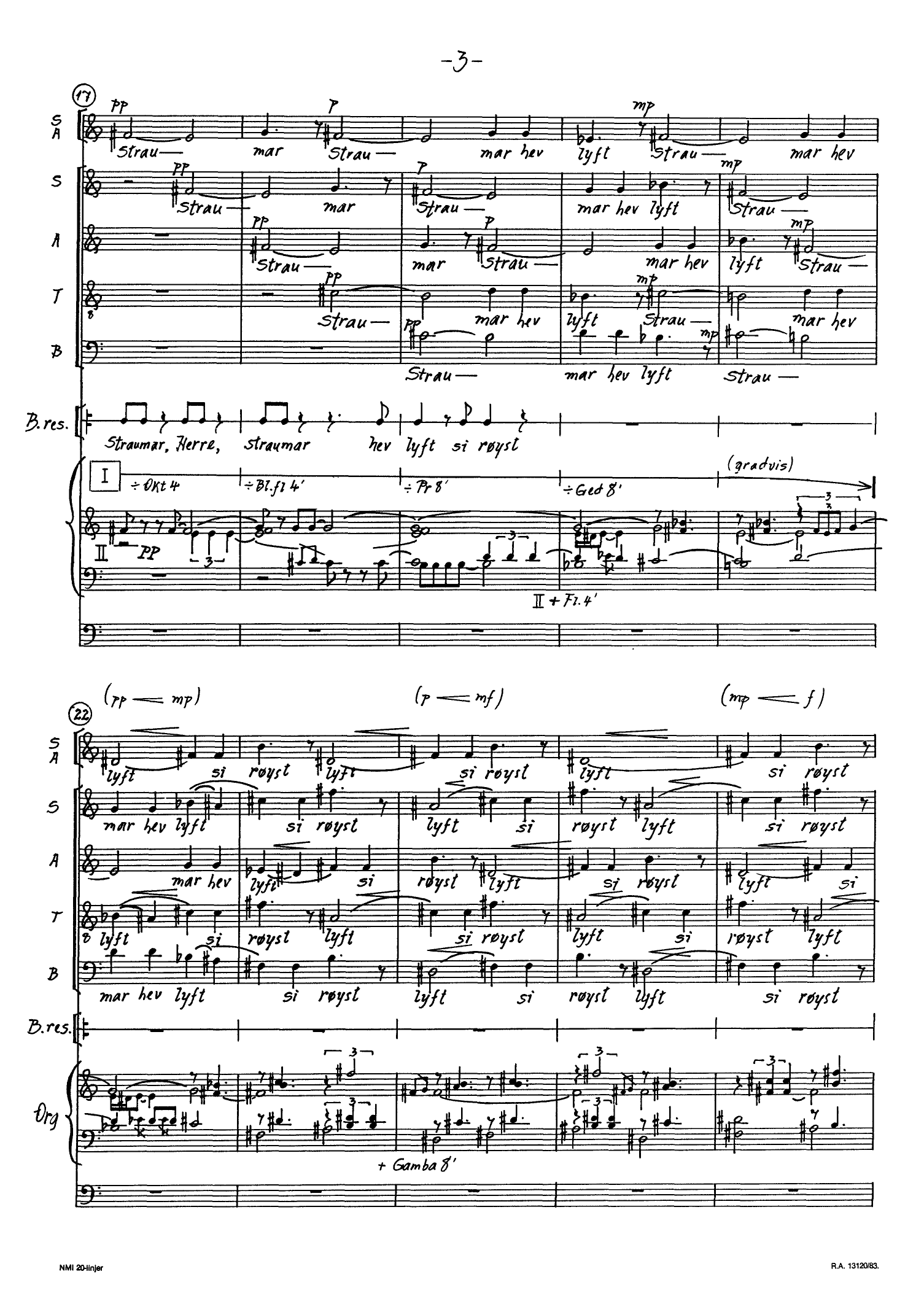 Eya, die ista - Variasjonar over eit harmonisk tema for kor(SATB), barnekor(SA), tenor-solo, bass-resitasjon og orgel, op. 16 - Bilde 7