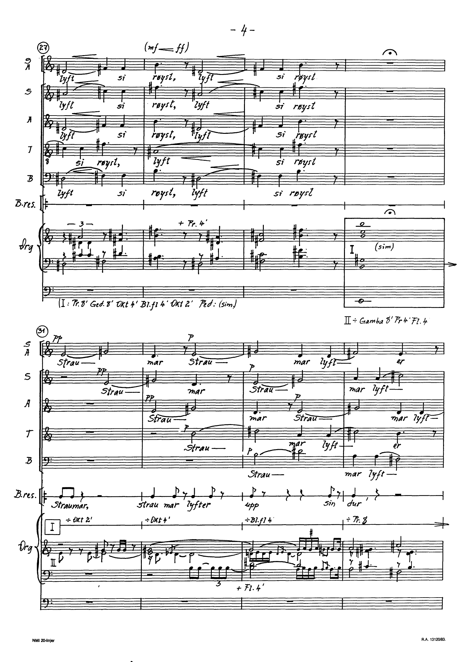 Eya, die ista - Variasjonar over eit harmonisk tema for kor(SATB), barnekor(SA), tenor-solo, bass-resitasjon og orgel, op. 16 - Bilde 8