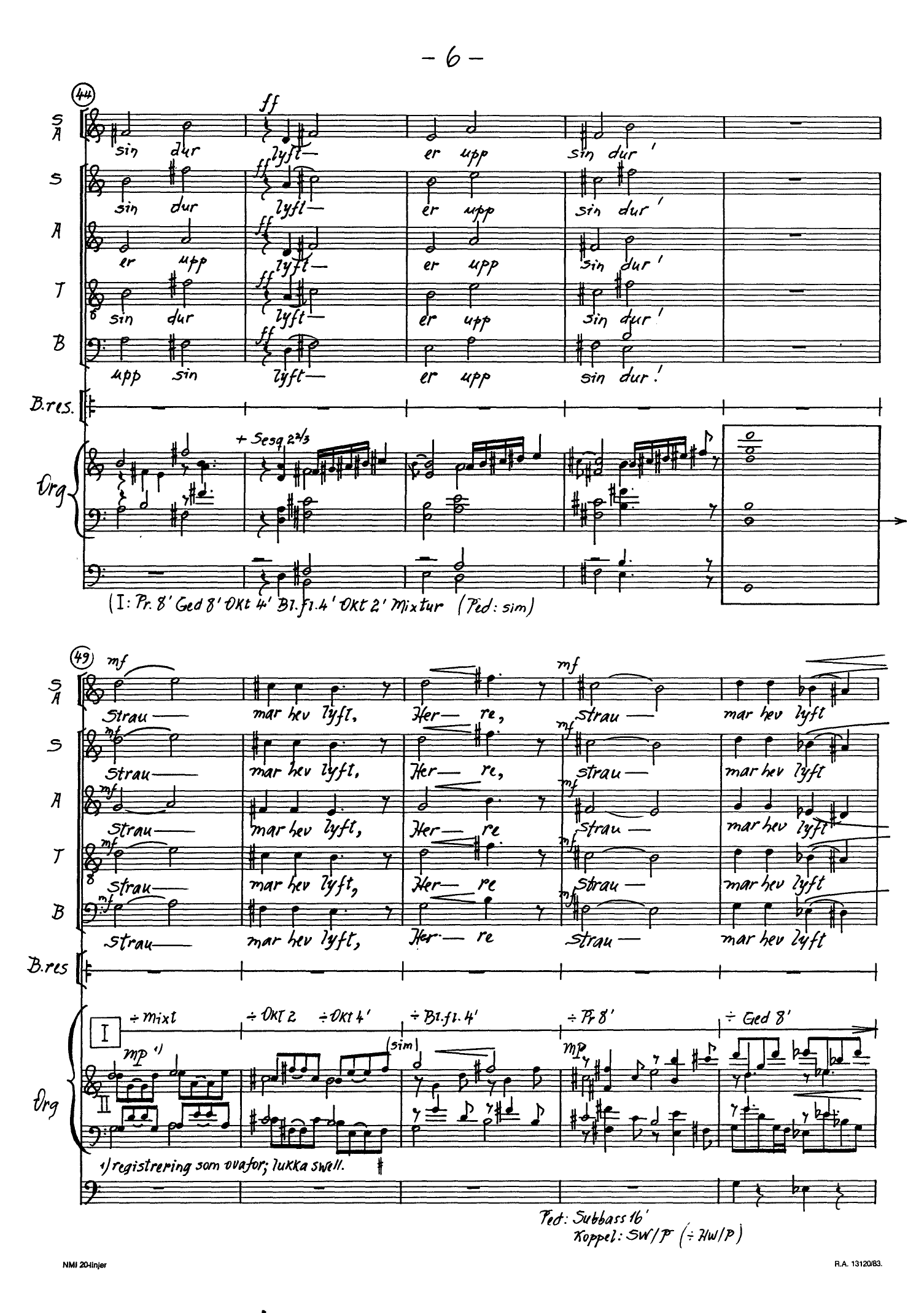 Eya, die ista - Variasjonar over eit harmonisk tema for kor(SATB), barnekor(SA), tenor-solo, bass-resitasjon og orgel, op. 16 - Bilde 10