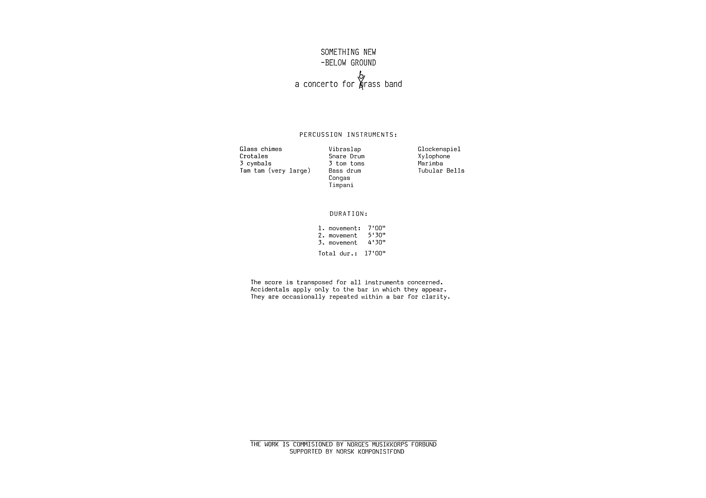 Something new - below ground - A Concerto for Brass Band, op. 13