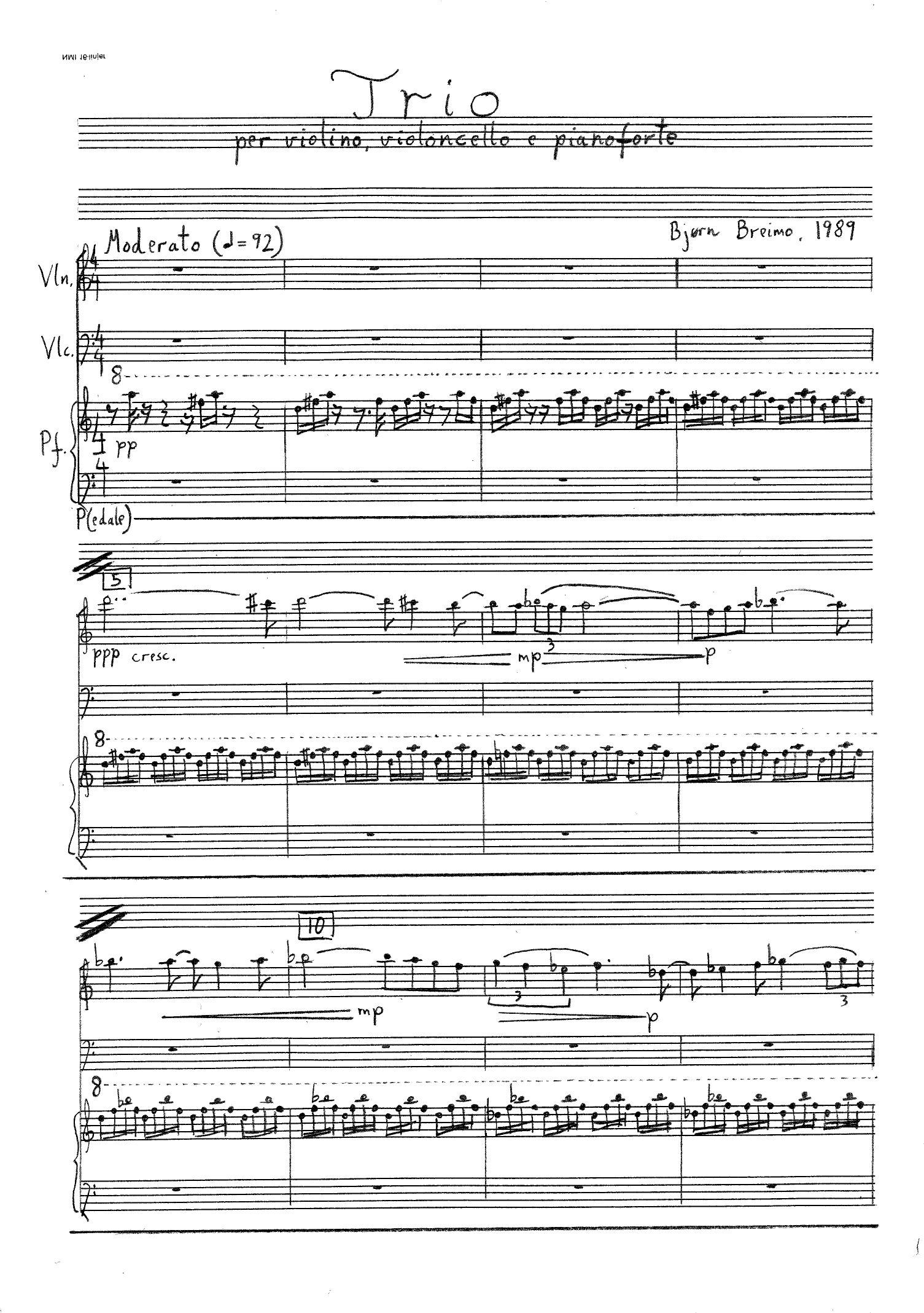 Trio per violino, violoncello e pianoforte