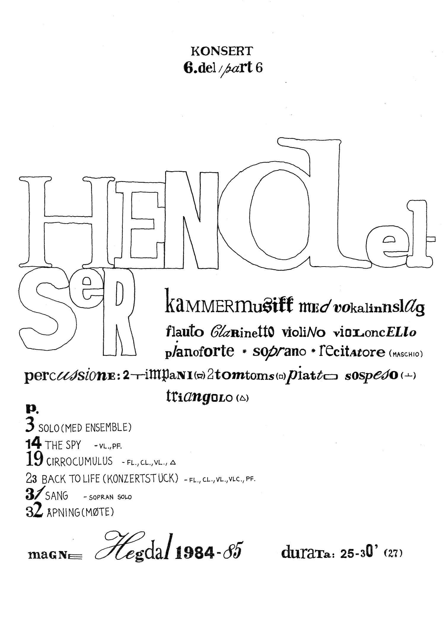 Hendelser - Kammermusikk med vokalinnslag