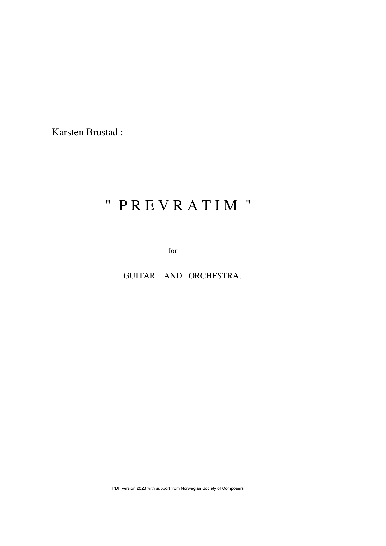 Prevratim for Guitar and Orchestra