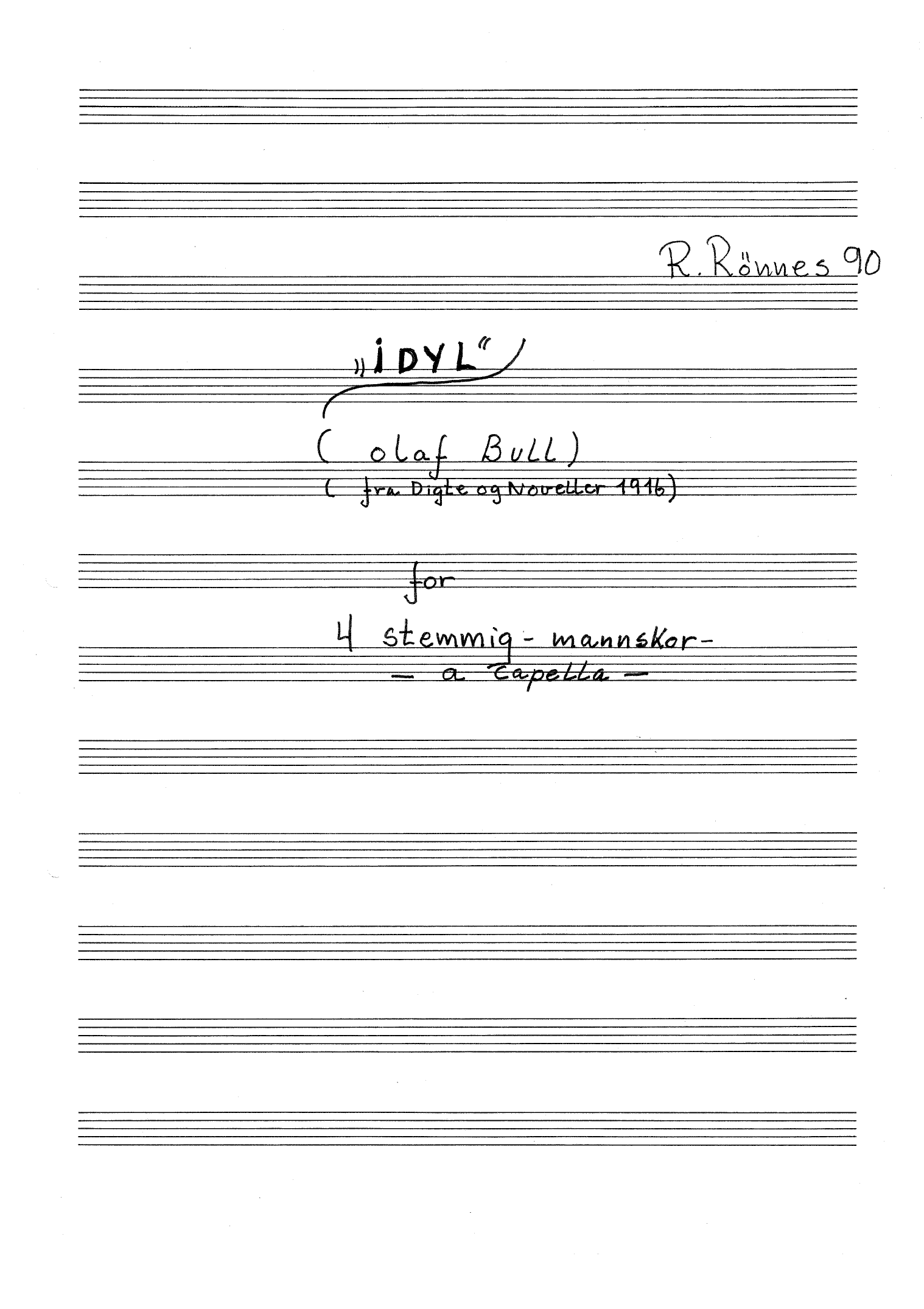 Idyl for 4-stemmig mannskor a cappella