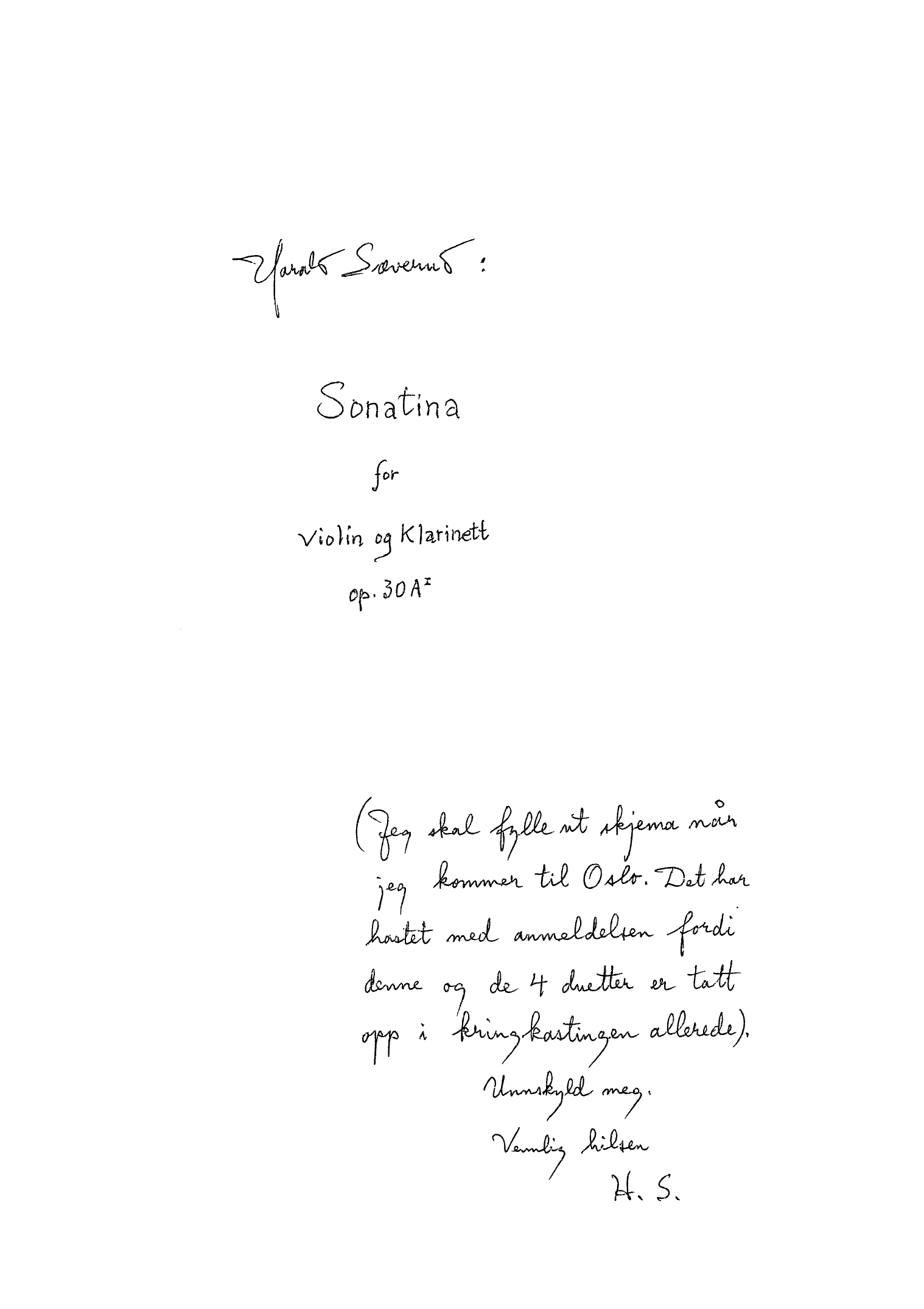 Sonatina for Violin og Klarinett, op. 30 A I