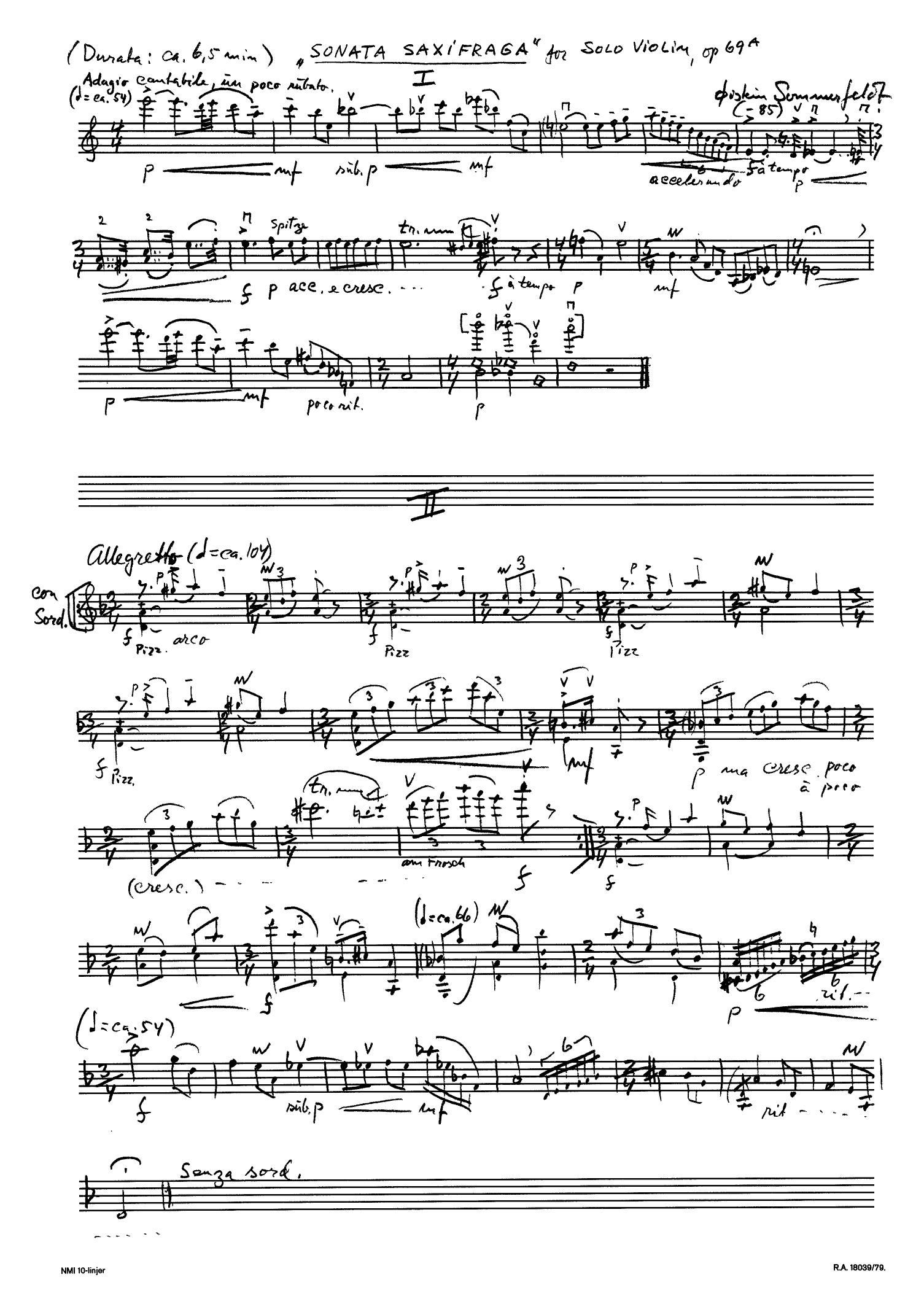 Sonata saxifraga, op. 69 A