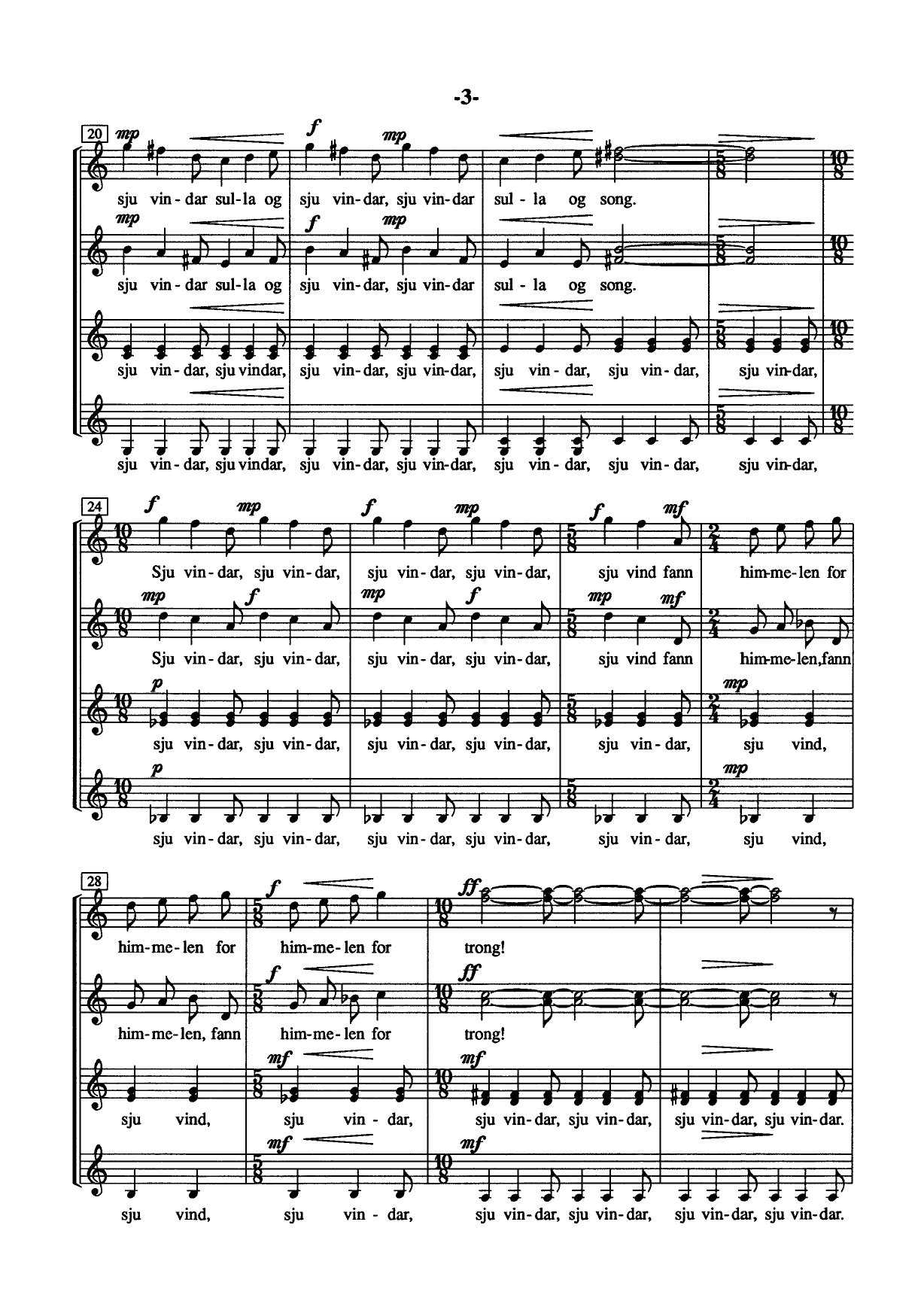 Sju vindar, op. 27 - 7 damekorsongar (SSAA) til dikt av Olav H. Hauge - Bilde 9