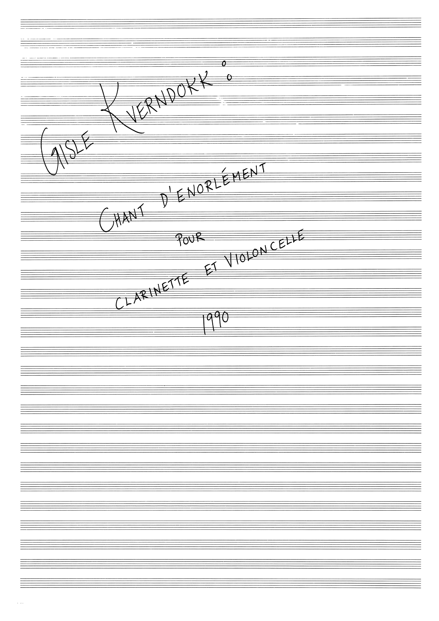 Chant d'enorlément pour clarinette et violoncelle