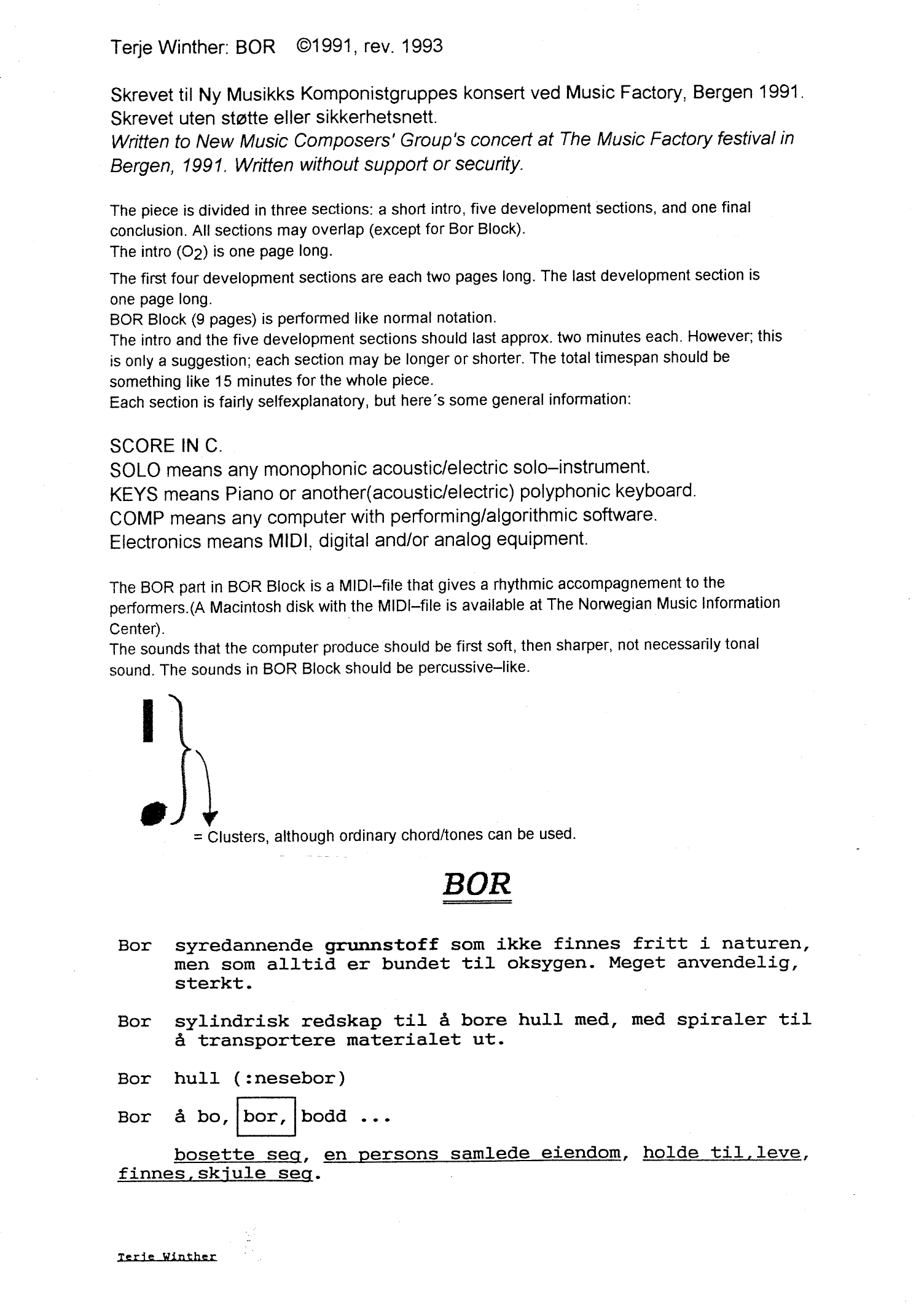 Bor - For Soloinstruments and Electronics, Keyboard instrument and Electronics, Computer and Electronics - Image 2