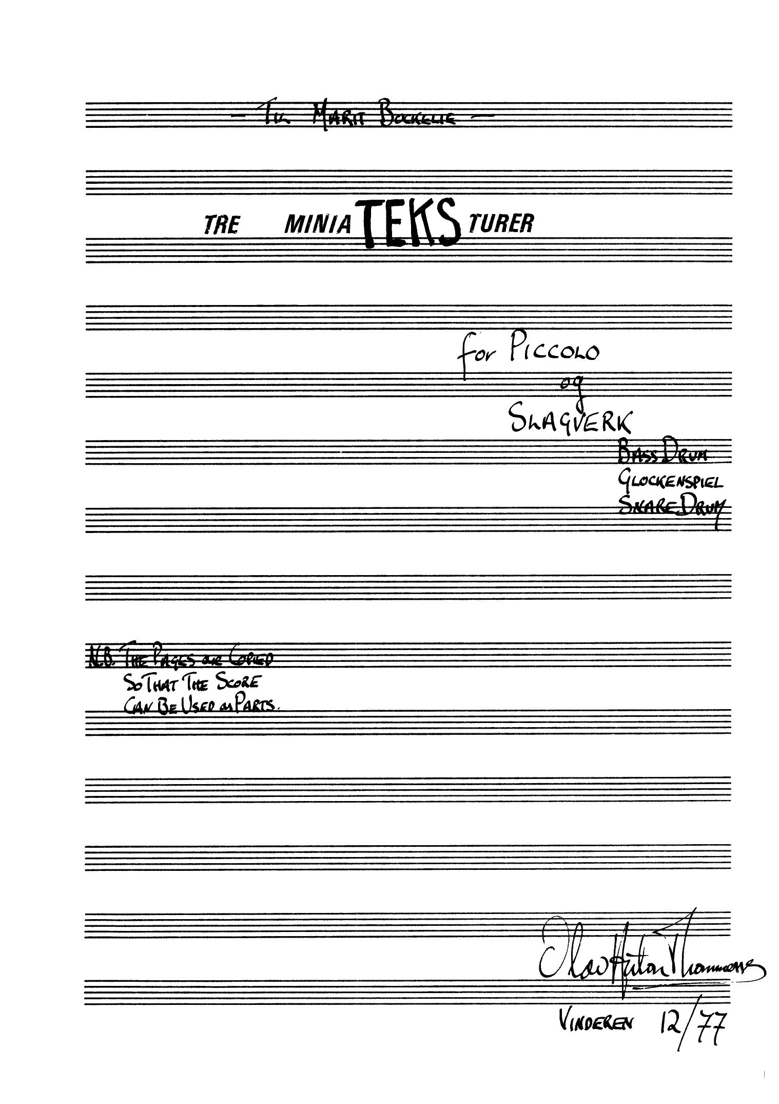 Three MiniaTEXTtures for Piccolo and Percussion