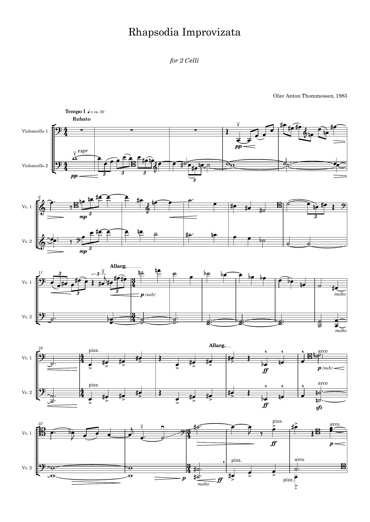 Rhapsodia Improvisata for 2 Celli