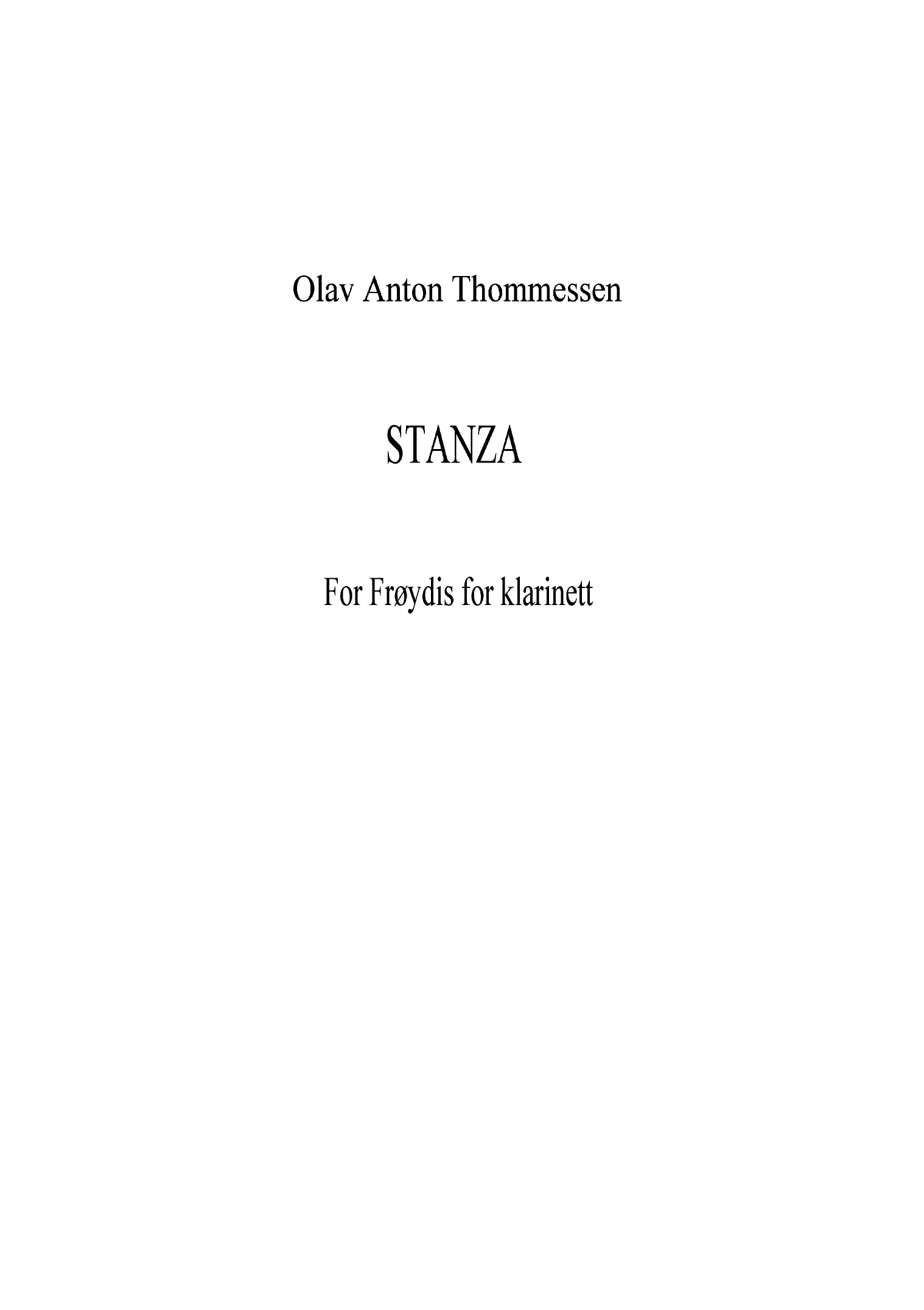 Stanza for Frøydis for klarinett