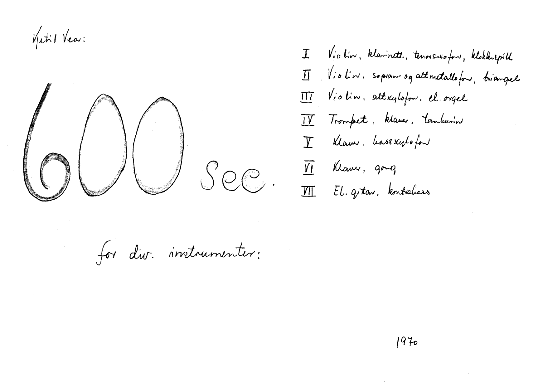 600 sec. for div. instrumenter