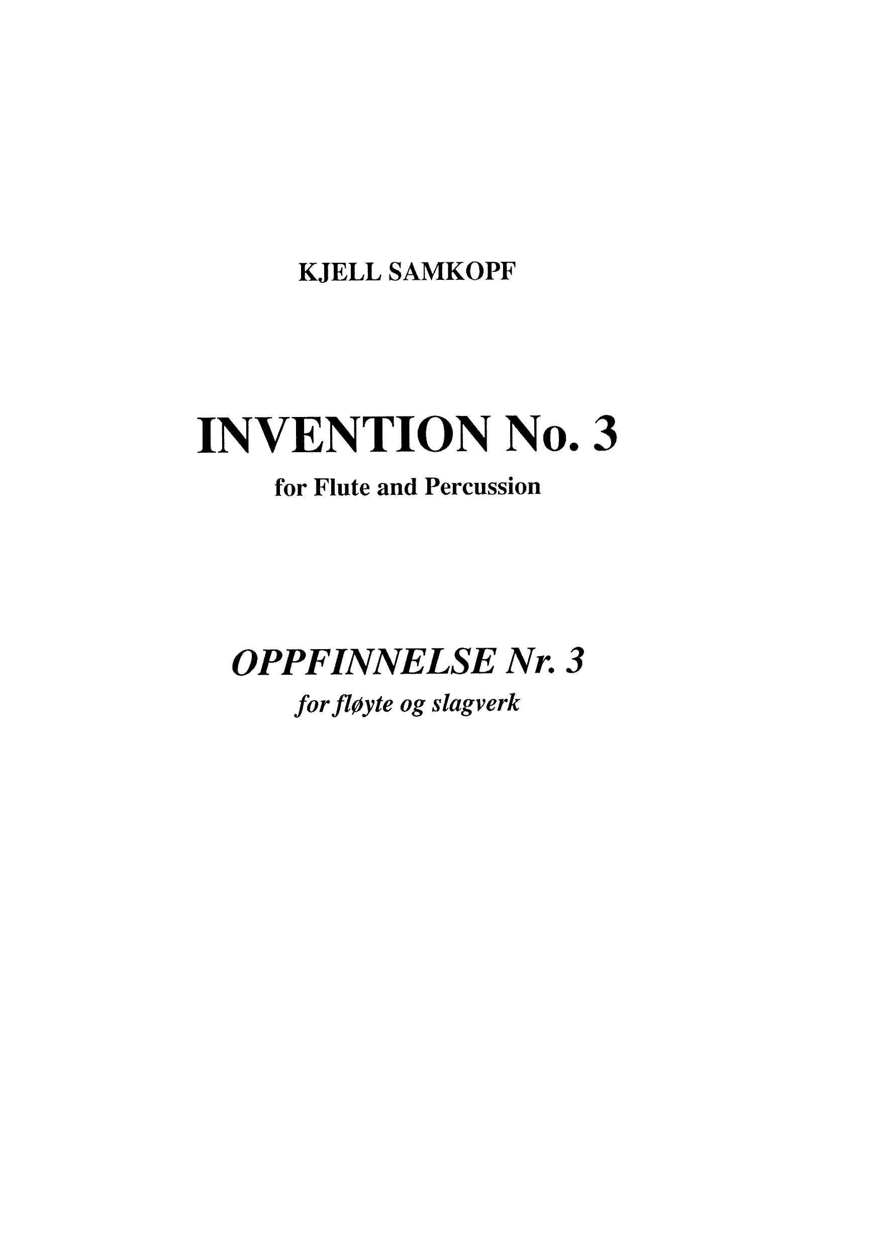 Invention No. 3 for Flute and Percussion