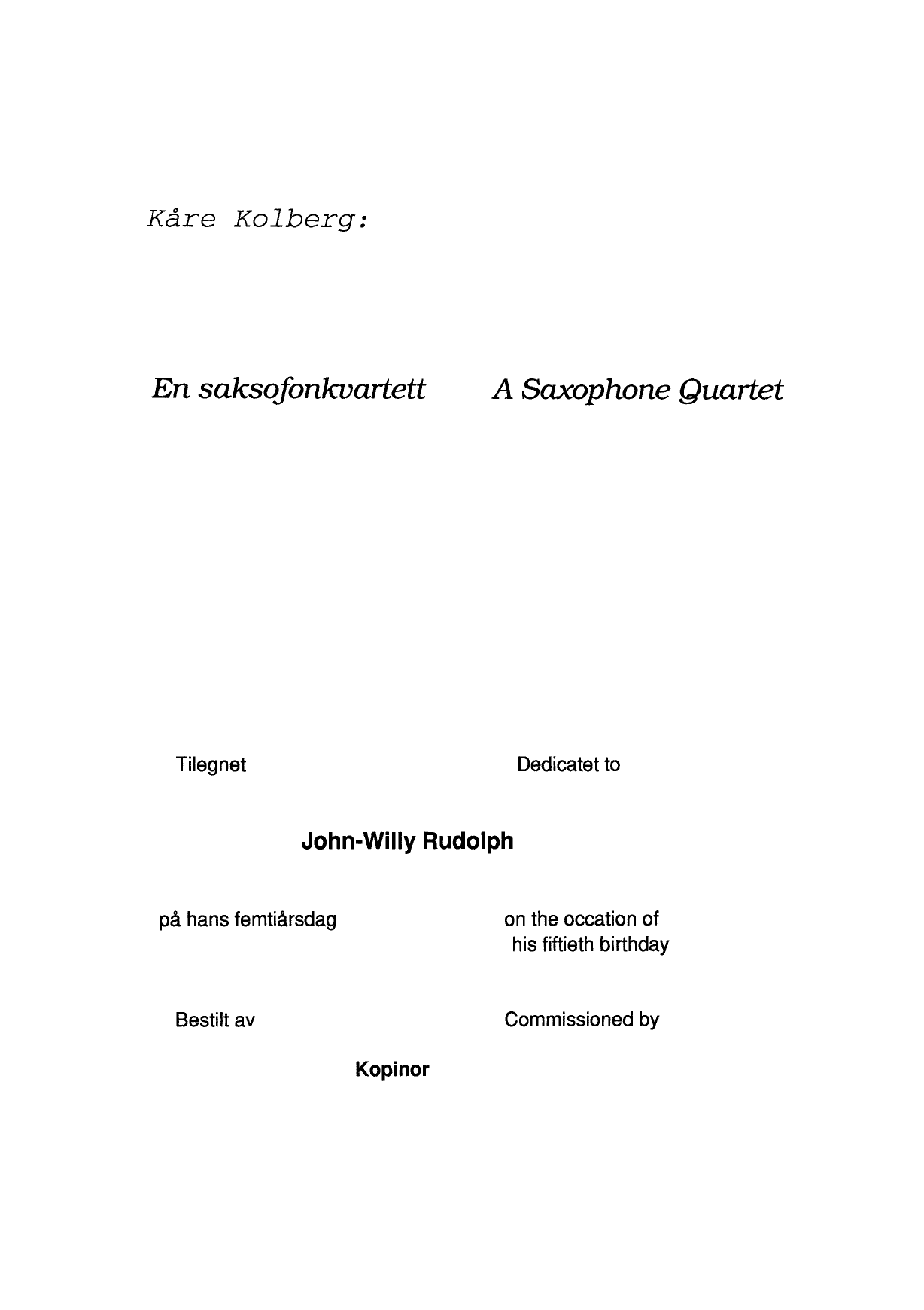 A Saxophone Quartet