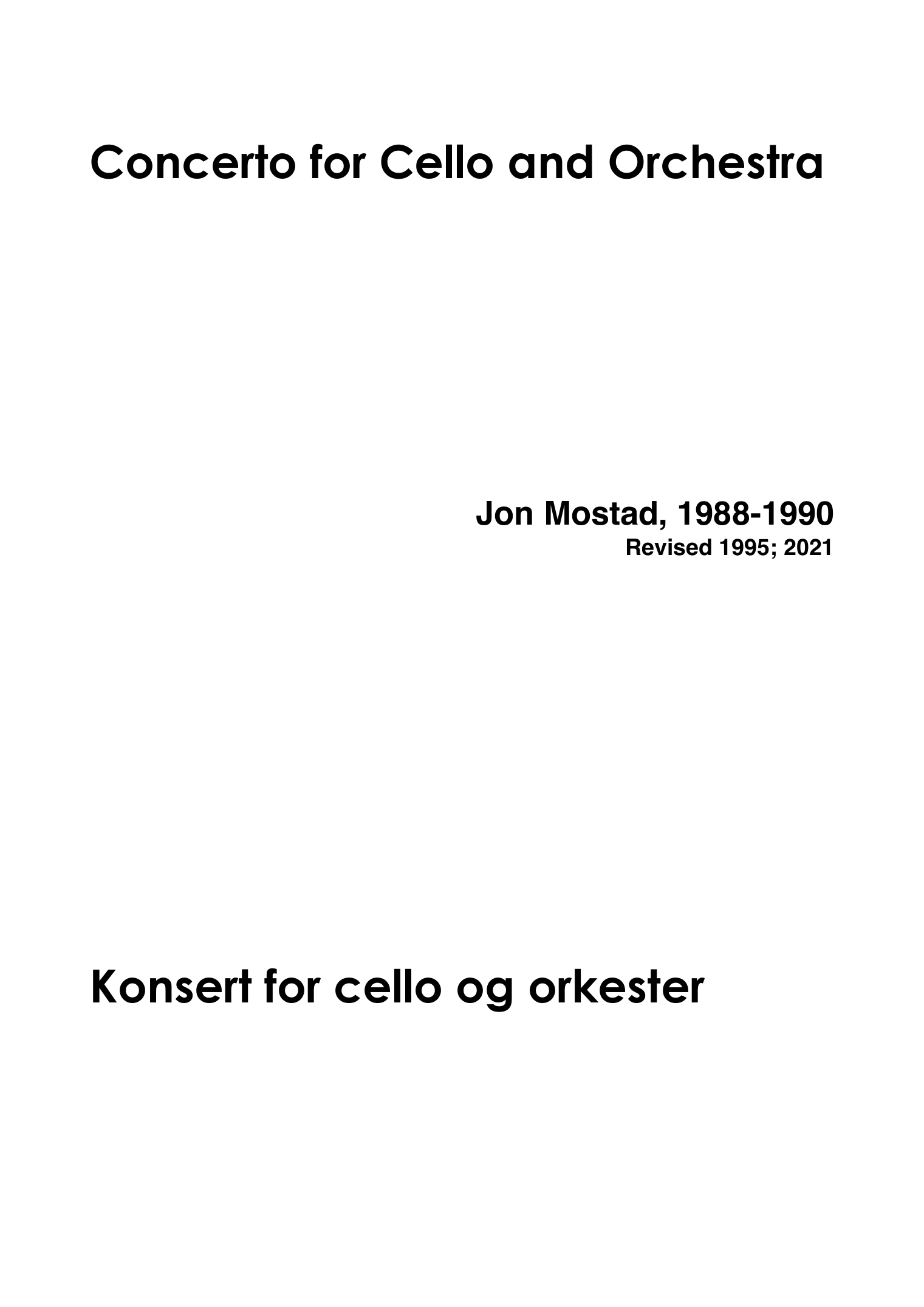 Concerto for Cello and Orchestra