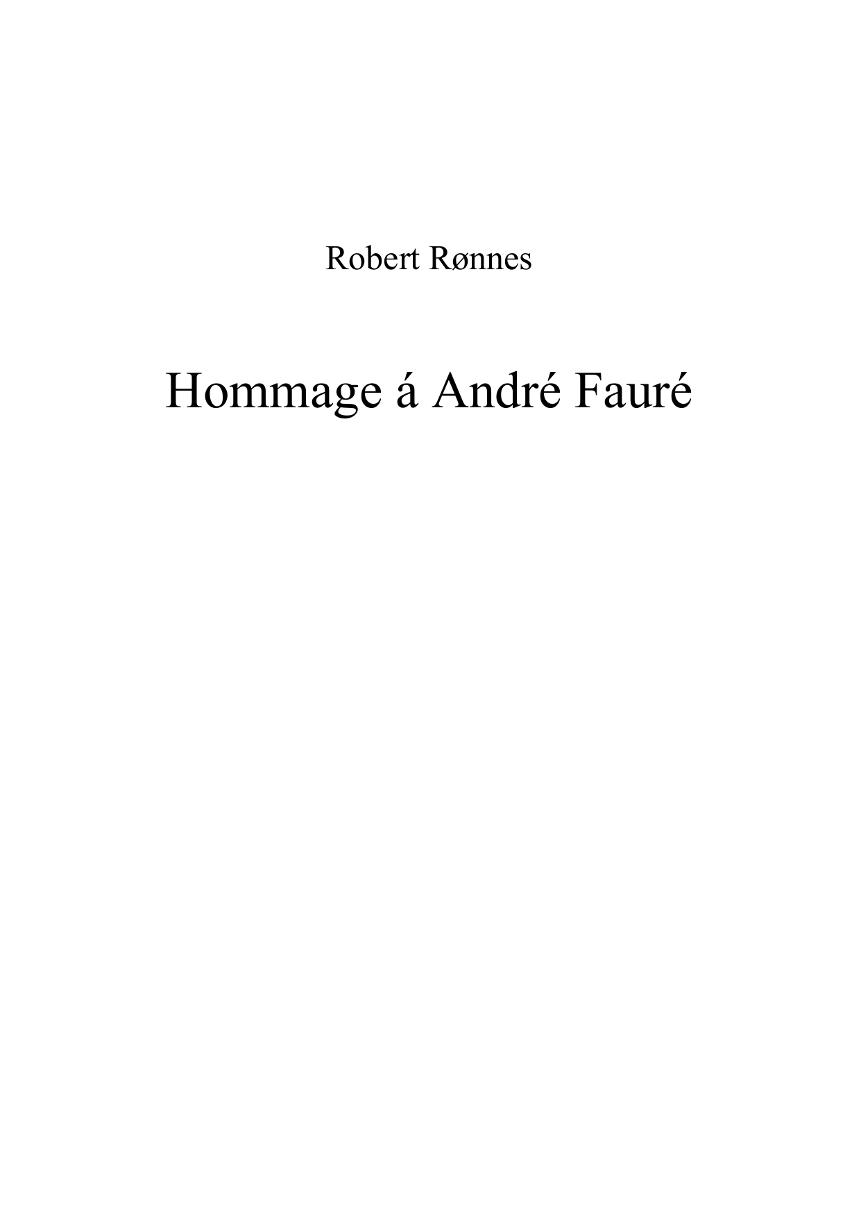 Hommage à G. Fauré