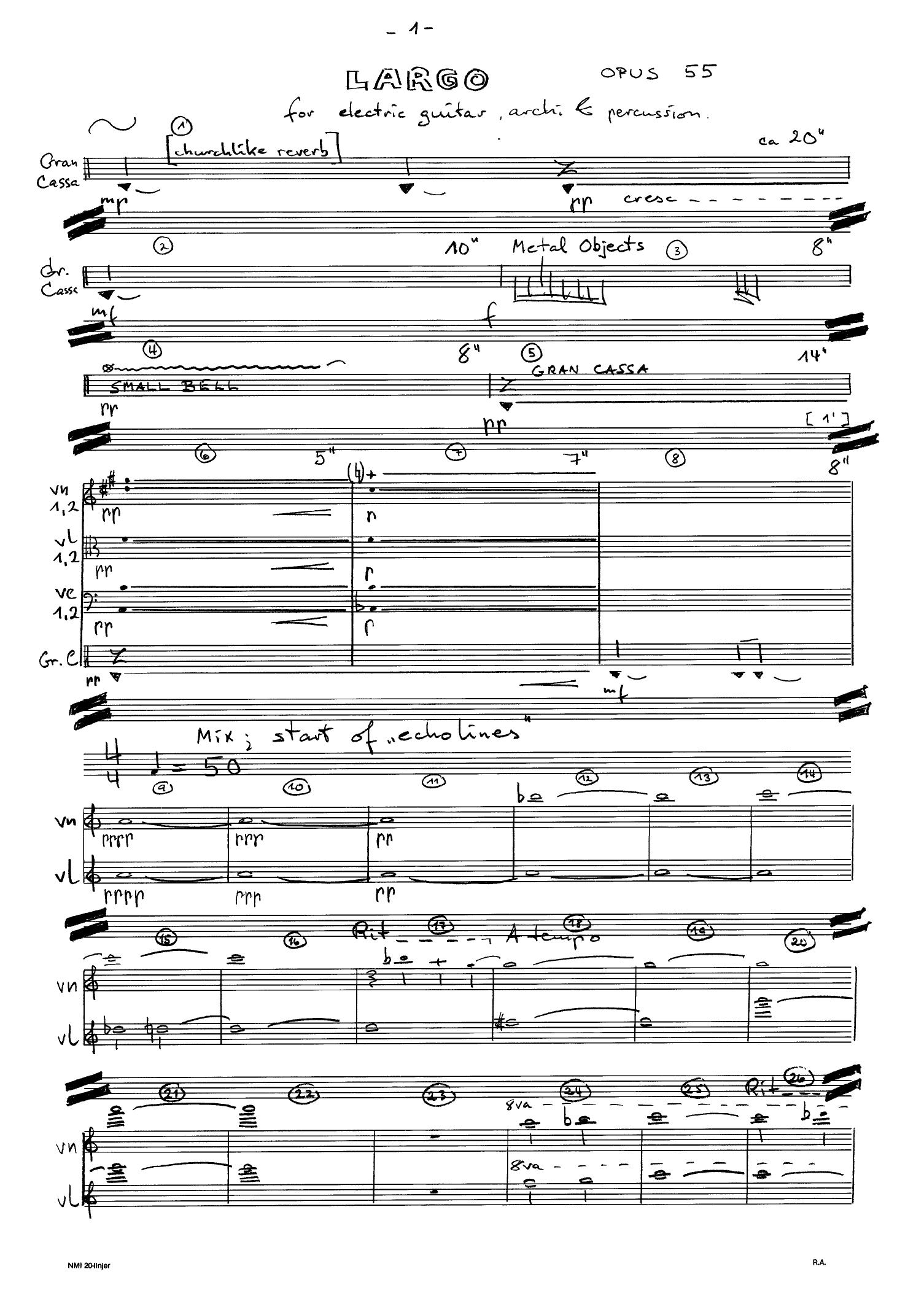 Largo for Electric Guitar, Archi & Percussion, op. 55