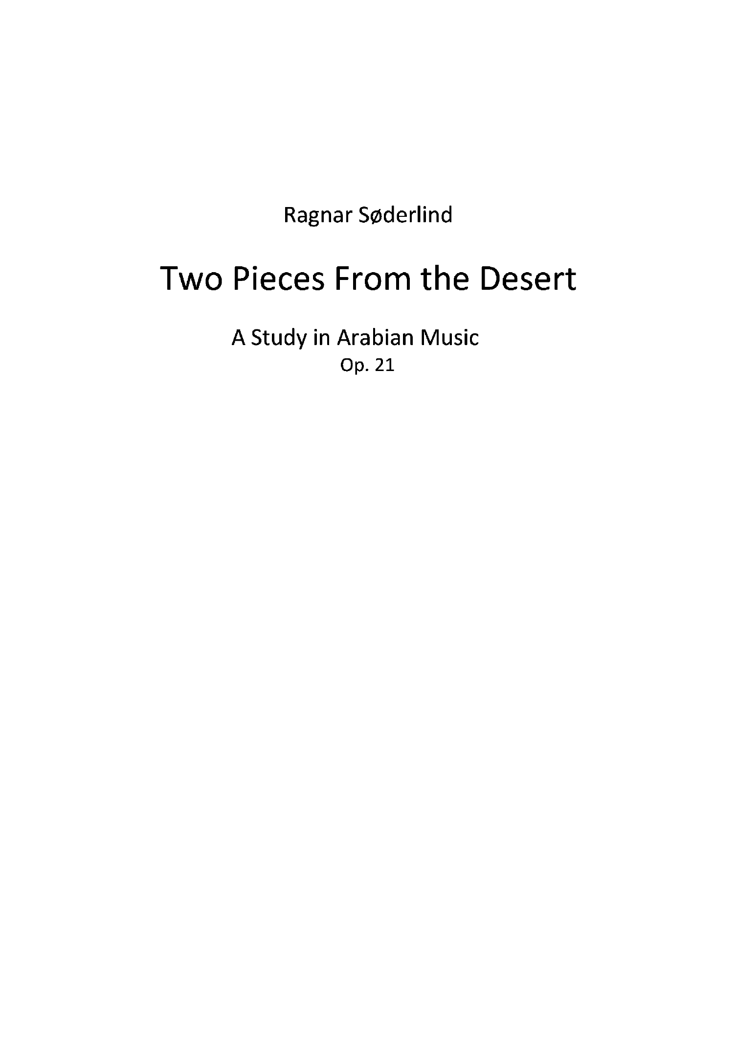 Two Pieces From the Desert - A Study in Arabian Music, op. 21