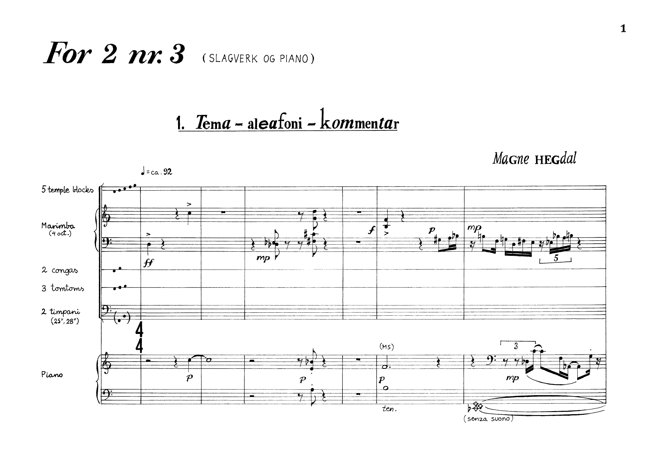 For 2 nr. 3 (Slagverk og piano)