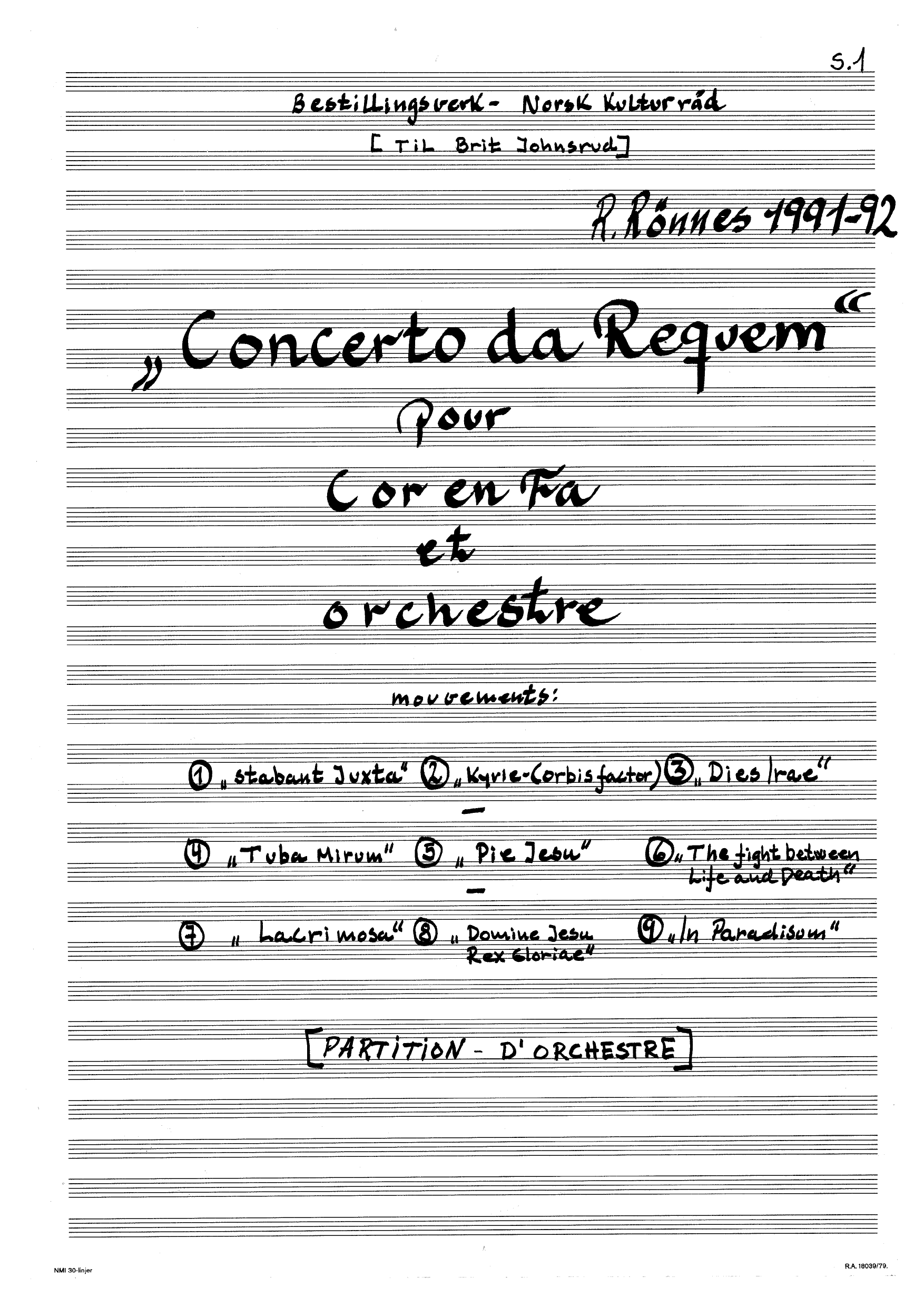 Concerto da Requiem pour Cor en Fa et orchestre