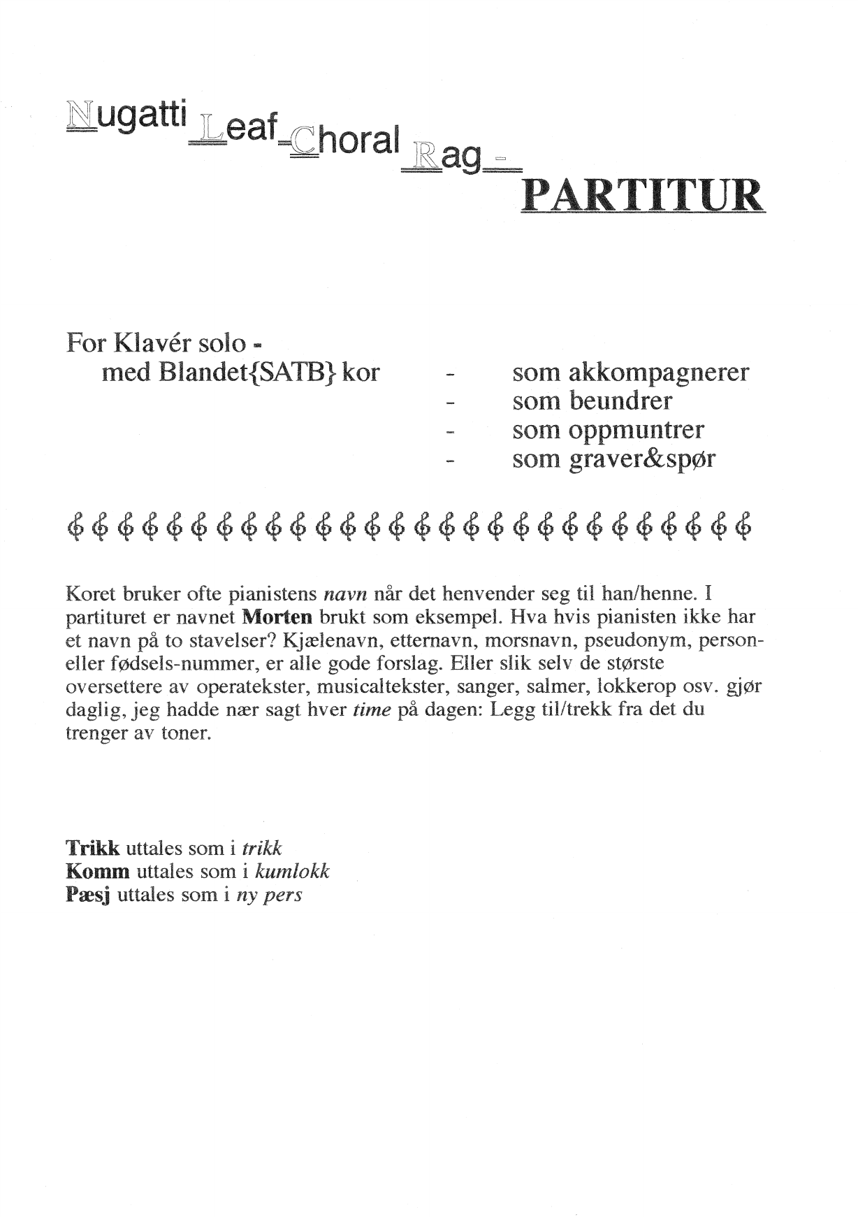 Nugatti Leaf Choral Rag - For klavér solo med Blandet(SATB)kor akkompagnement - Bilde 2