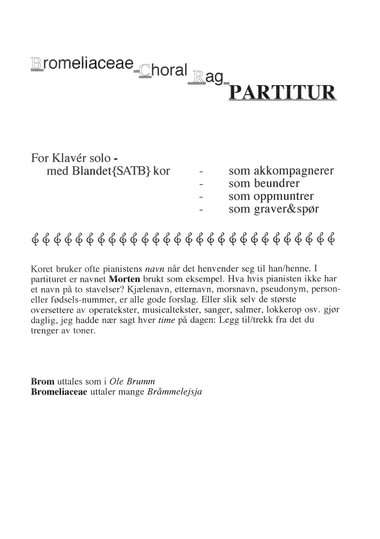 Bromeliaceae Choral Rag - For klavér solo med Blandet(SATB)kor akkompagnement - Bilde 2