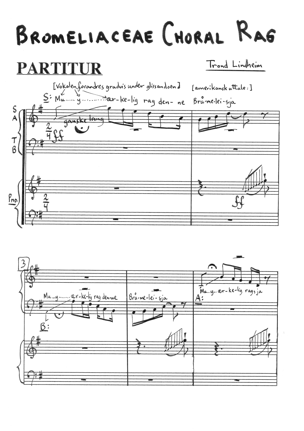 Bromeliaceae Choral Rag - For klavér solo med Blandet(SATB)kor akkompagnement - Bilde 3
