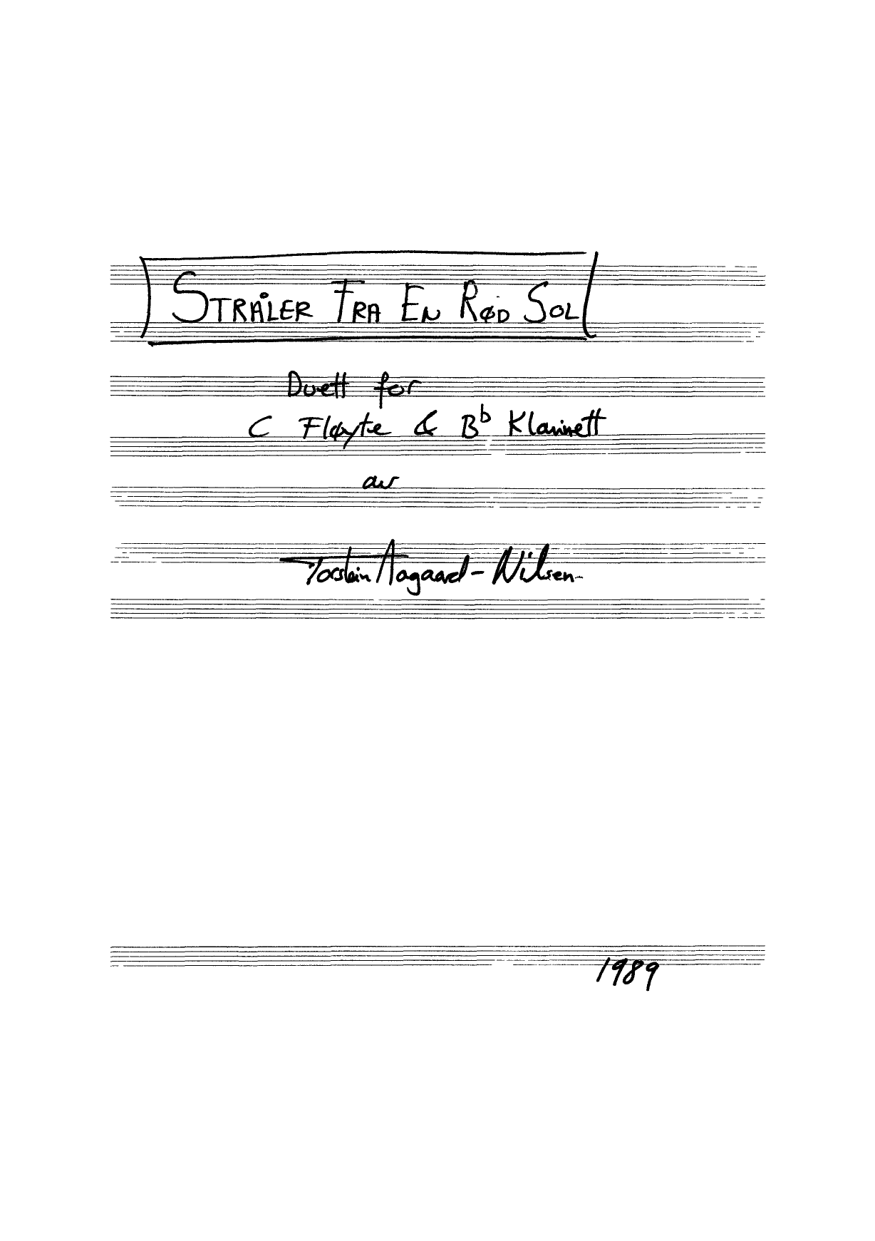 Stråler fra en rød sol : Duet for C Flute and Bb Clarinet
