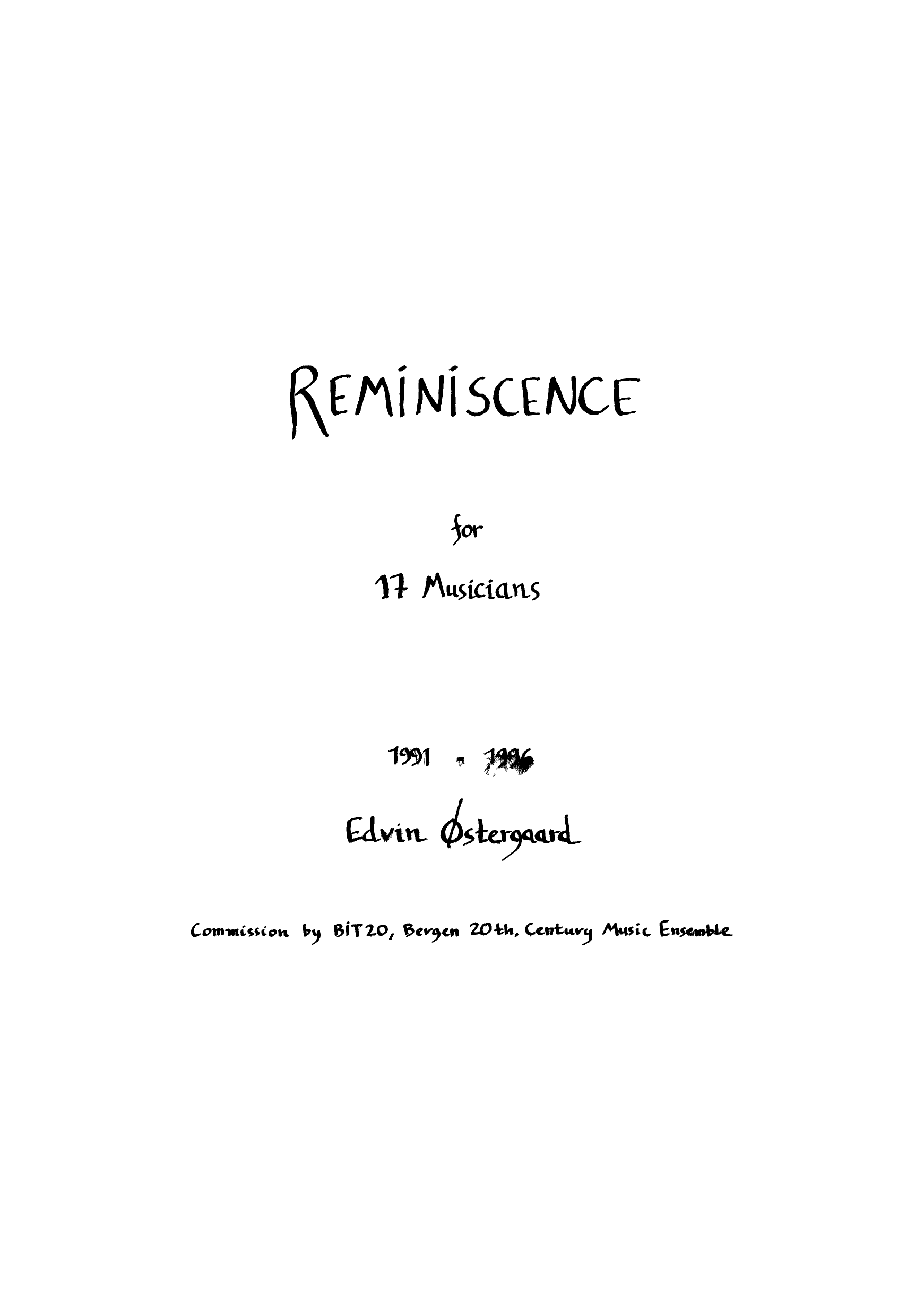 Reminiscence for 17 Musicians