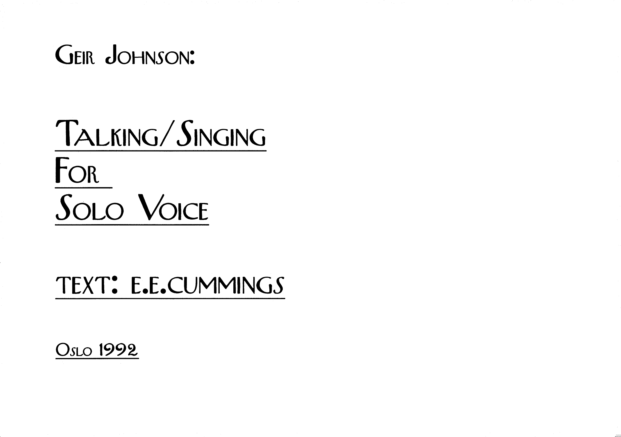 Talking / Singing for Solo Voice