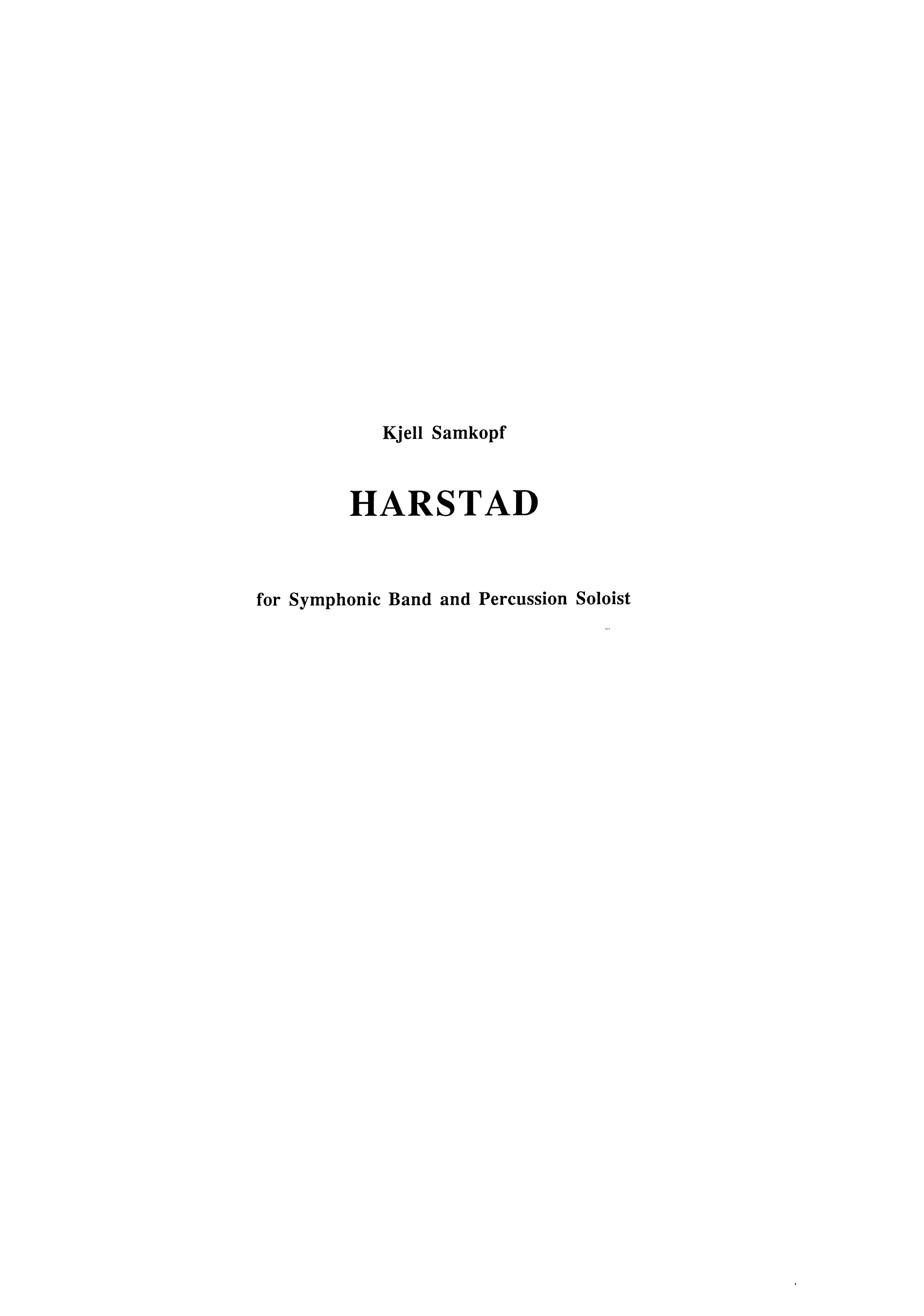 Harstad for Symphonic Band and Percussion Soloist