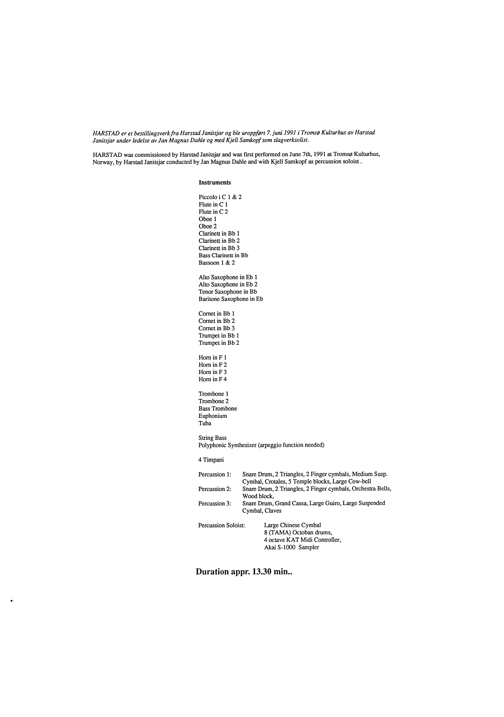 Harstad for Symphonic Band and Percussion Soloist - Bilde 2