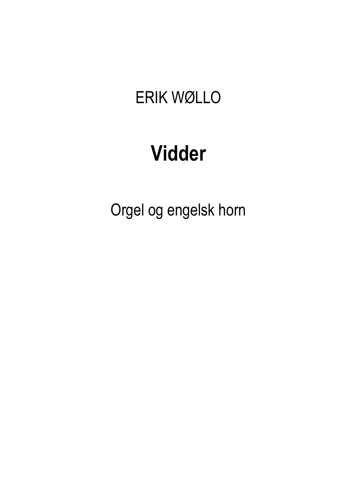 Vidder - Musikk for Orgel og Engelsk Horn