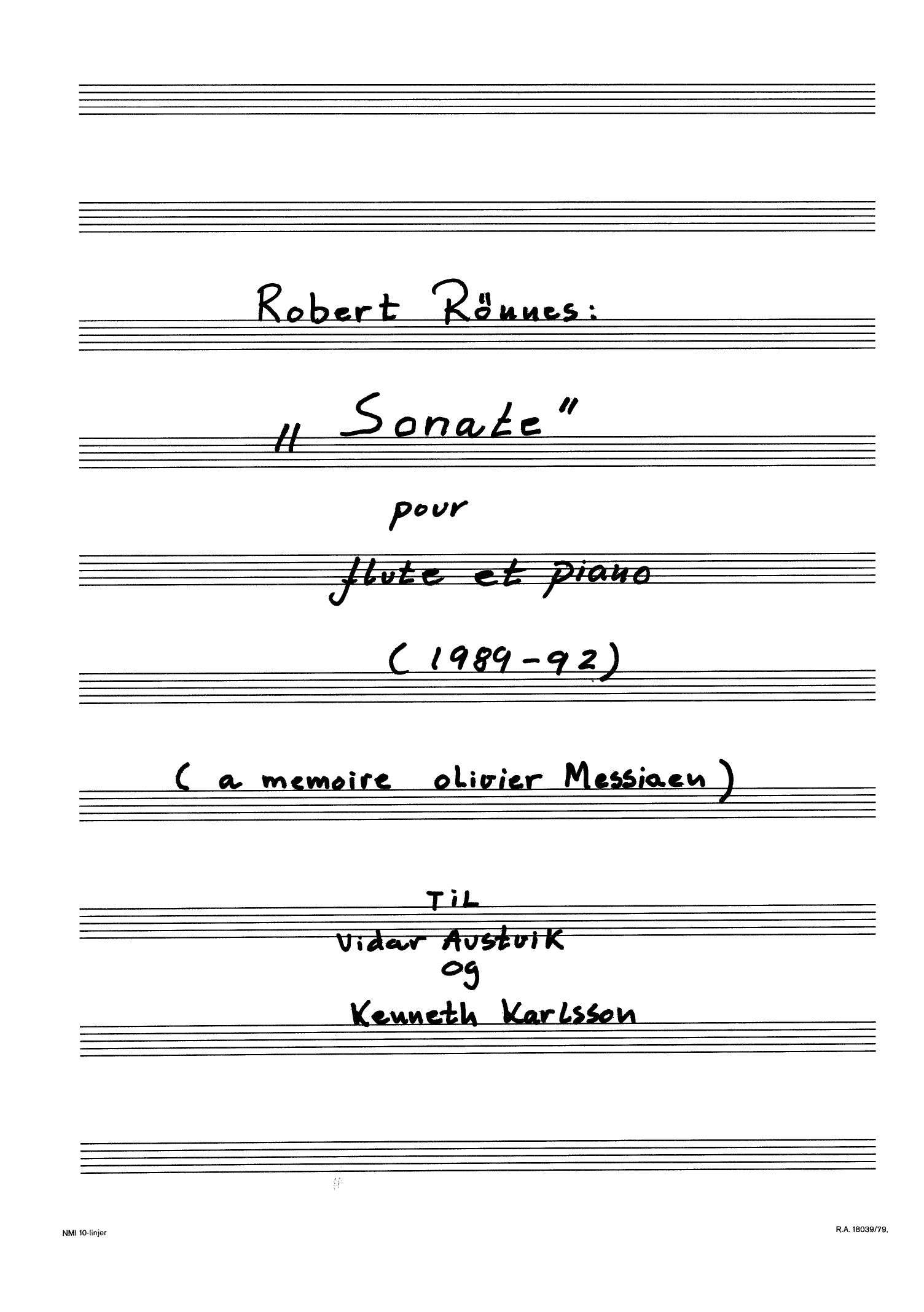 Sonate pour flute et piano - A memoire Olivier Messiaen