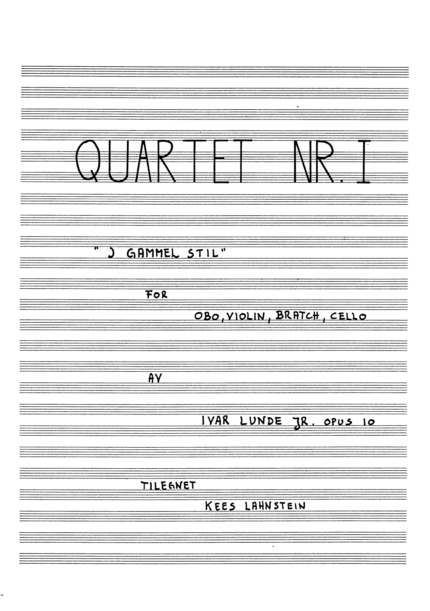 Quartet No. 1, op. 10
