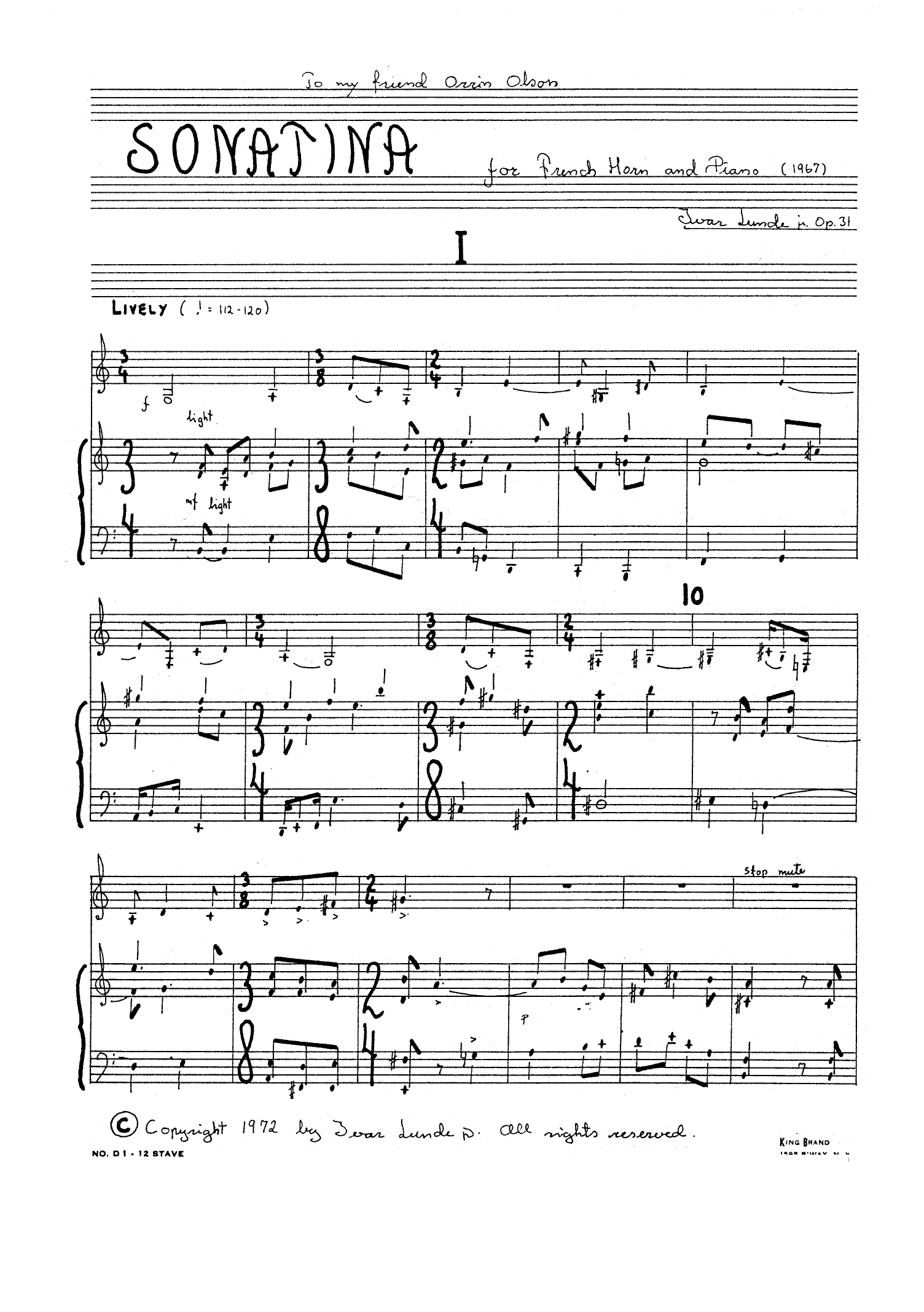 Sonatina for French Horn and Piano, op. 31 - Image 3